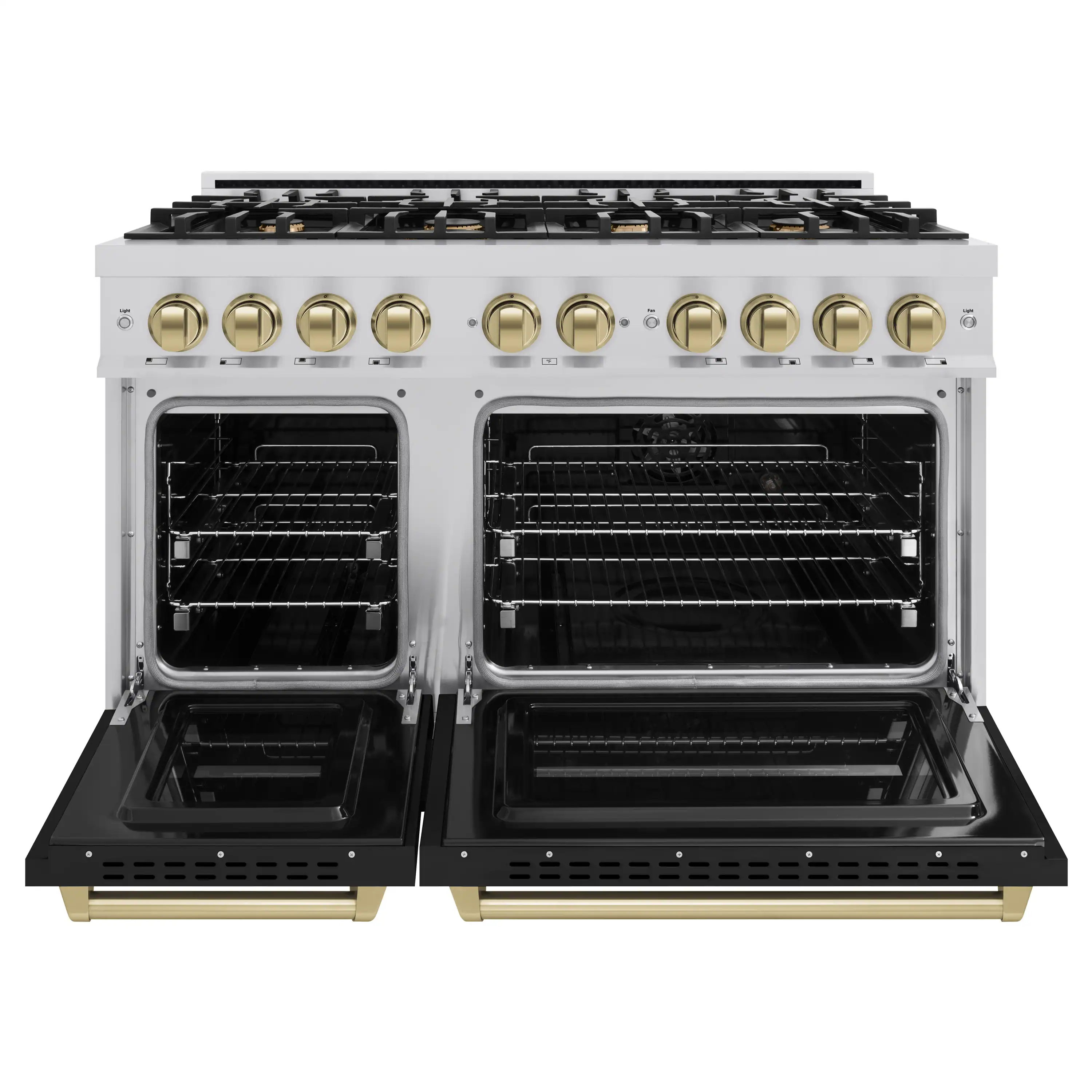 ZLINE Autograph Edition 48-Inch Classic Series Dual Fuel Range with 8 Gas Burner Cooktop and 6.7 Cu. Ft. Electric Convection Oven in Stainless Steel with Black Matte Doors and Champagne Bronze Accents (CDRZ-BLM-48-CB) - Image 5