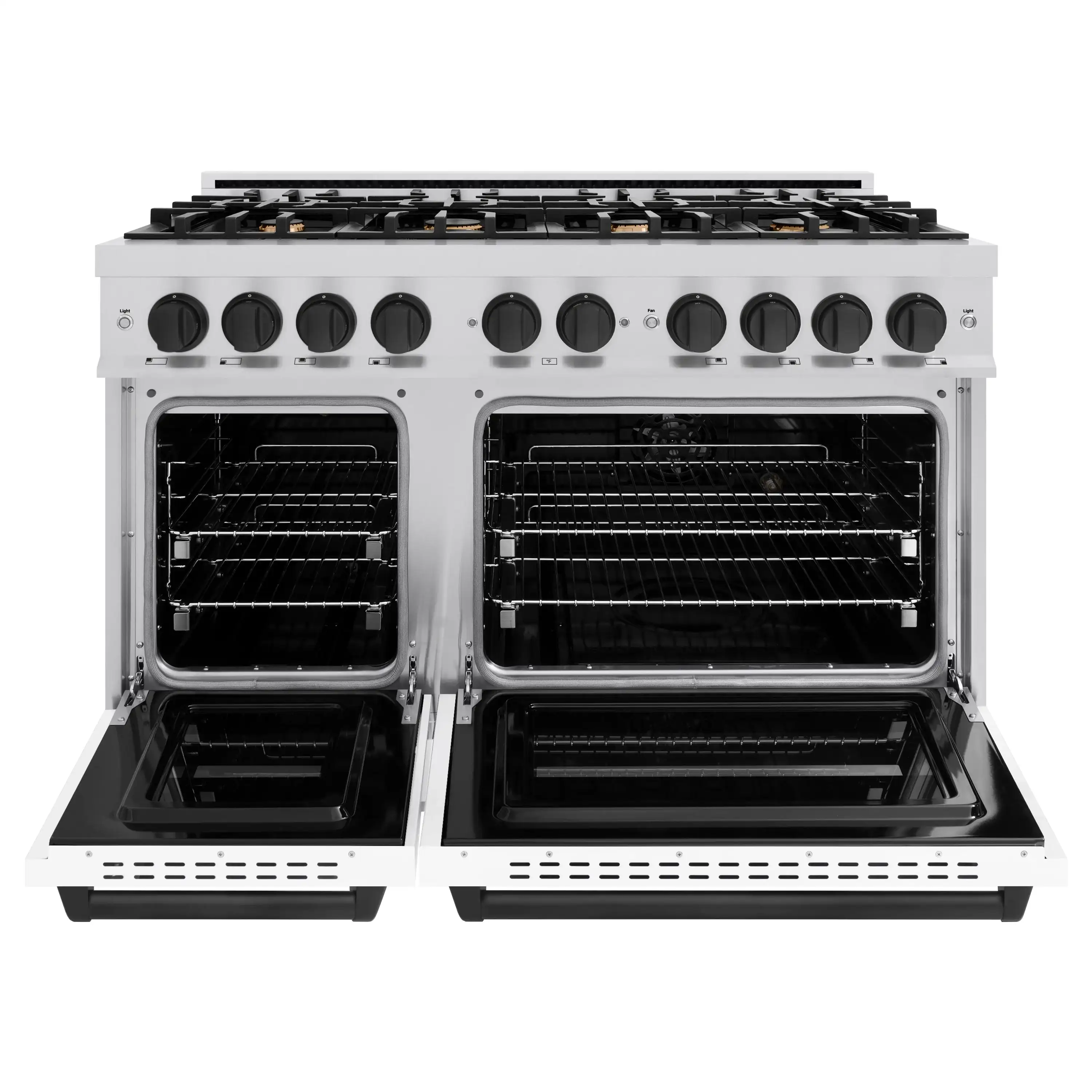 ZLINE Autograph Edition 48-Inch Classic Series Dual Fuel Range with 8 Burner Gas Cooktop and 6.7 Cu. Ft. Electric Convection Oven in Stainless Steel with White Matte Door and Matte Black Accents (CDRZ-WM-48-MB) - Image 3