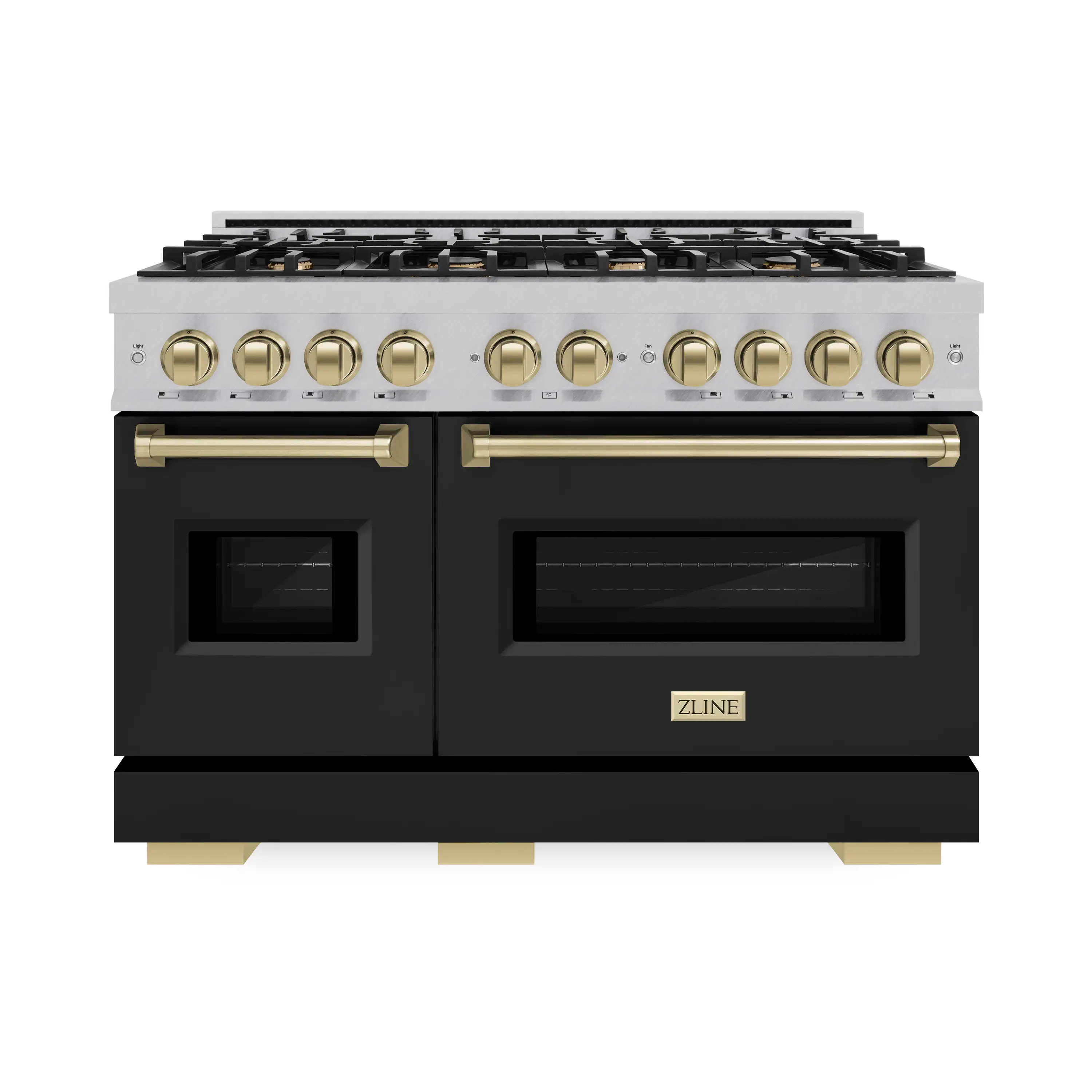 ZLINE Autograph Edition 48-Inch Classic Series Gas Range with 8 Gas Burner Cooktop and 6.7 Cu. Ft. Gas Convection Oven  in DuraSnow Stainless Steel with Black Matte Doors and Champagne Bronze Accents (CGRSZ-BLM-48-CB) - Image 2