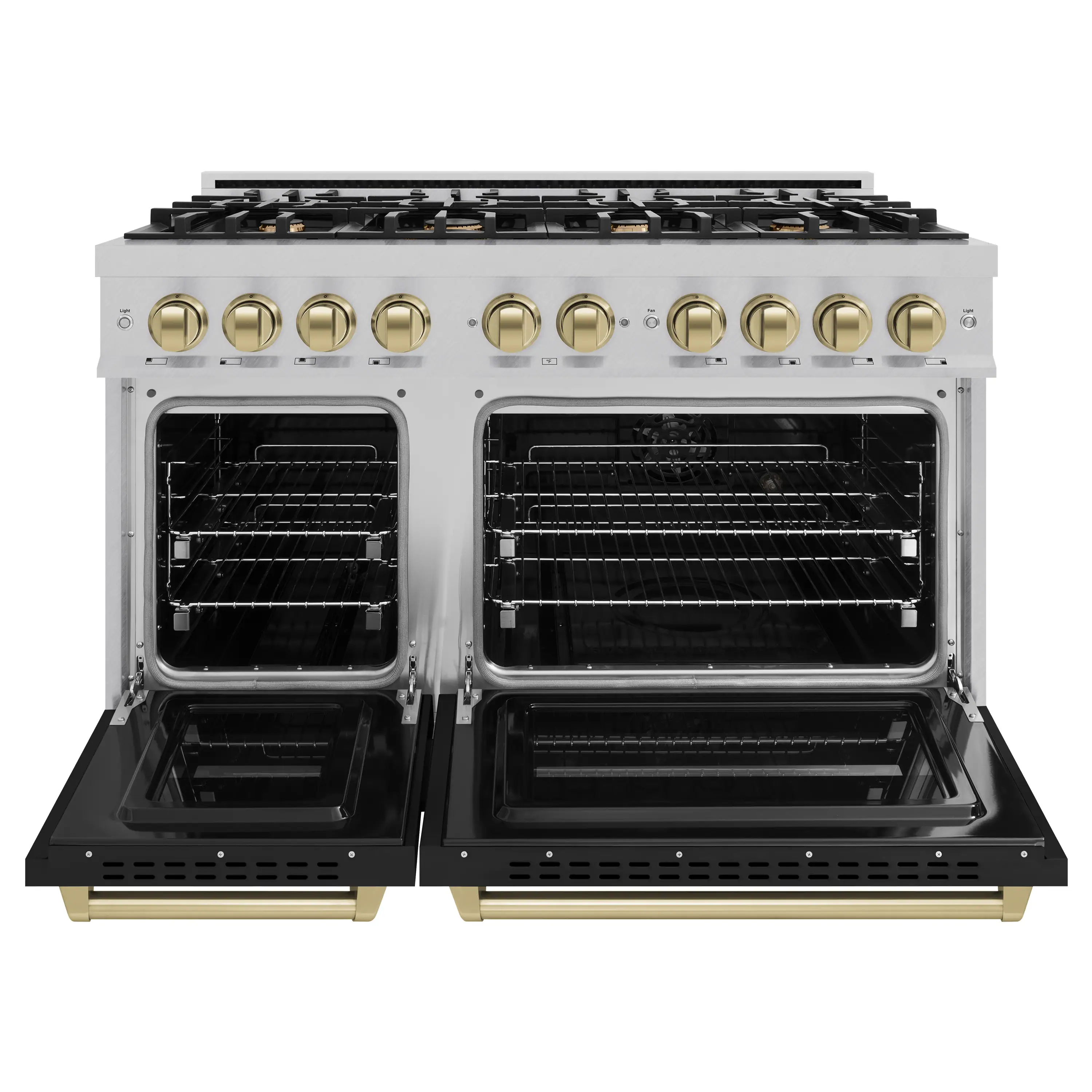 ZLINE Autograph Edition 48-Inch Classic Series Gas Range with 8 Gas Burner Cooktop and 6.7 Cu. Ft. Gas Convection Oven  in DuraSnow Stainless Steel with Black Matte Doors and Champagne Bronze Accents (CGRSZ-BLM-48-CB) - Image 5