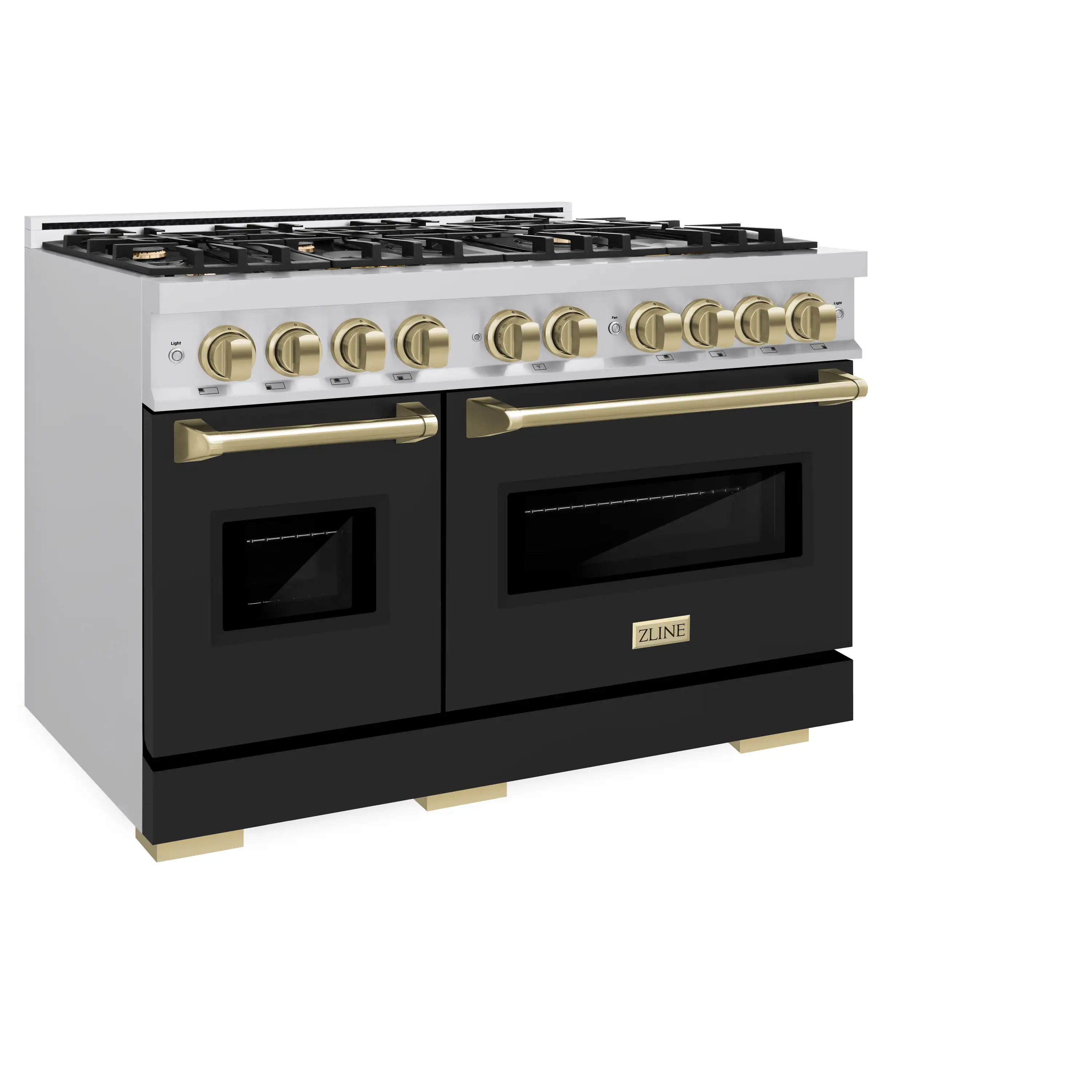 ZLINE Autograph Edition 48-Inch Classic Series Gas Range with 8 Gas Burner Cooktop and 6.7 Cu. Ft. Gas Convection Oven  in Stainless Steel with Black Matte Doors and Champagne Bronze Accents (CGRZ-BLM-48-CB) - Image 3