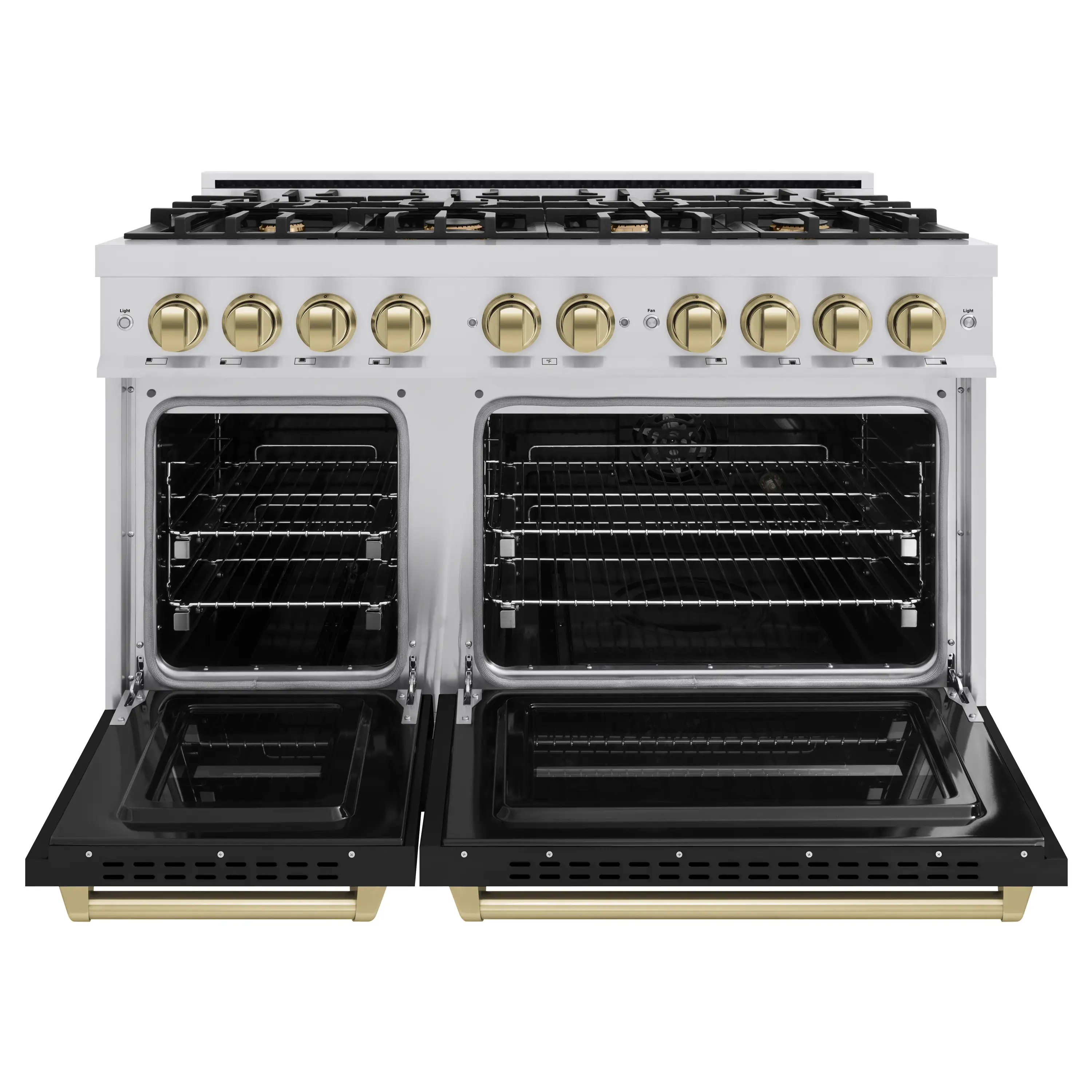 ZLINE Autograph Edition 48-Inch Classic Series Gas Range with 8 Gas Burner Cooktop and 6.7 Cu. Ft. Gas Convection Oven  in Stainless Steel with Black Matte Doors and Champagne Bronze Accents (CGRZ-BLM-48-CB) - Image 5