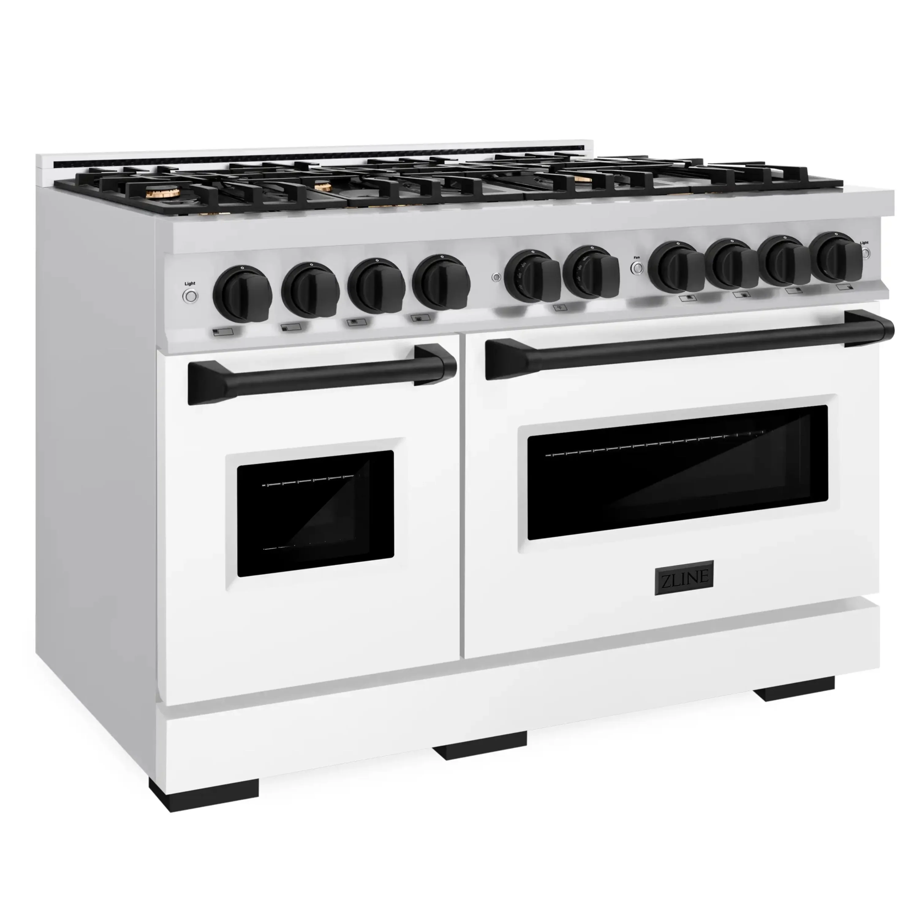 ZLINE Autograph Edition 48-Inch Classic Series Gas Range with 8 Gas Burner Cooktop and 6.7 Cu. Ft. Gas Convection Oven  in Stainless Steel with White Matte Doors and Matte Black Accents (CGRZ-WM-48-MB) - Image 2