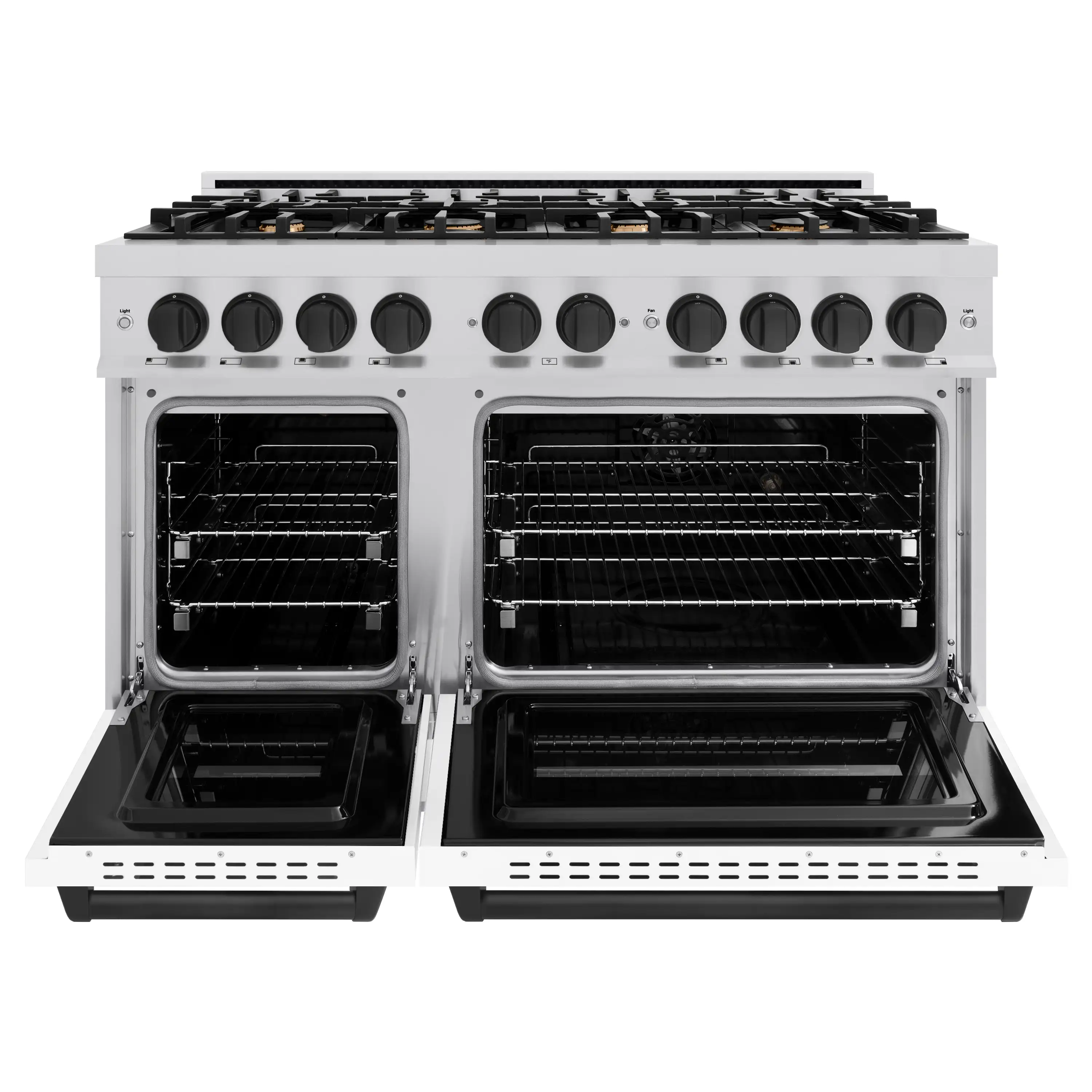 ZLINE Autograph Edition 48-Inch Classic Series Gas Range with 8 Gas Burner Cooktop and 6.7 Cu. Ft. Gas Convection Oven  in Stainless Steel with White Matte Doors and Matte Black Accents (CGRZ-WM-48-MB) - Image 3