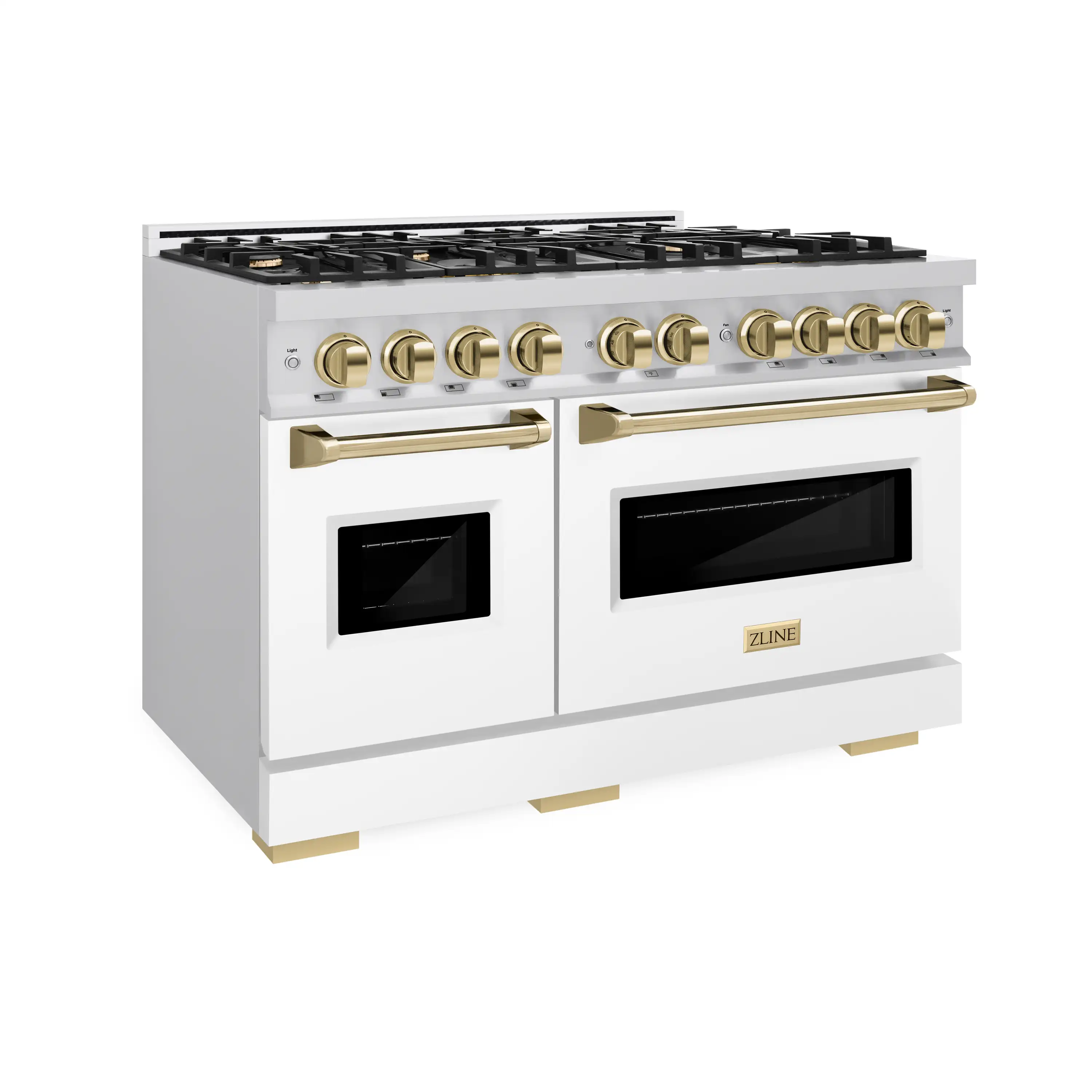 ZLINE Autograph Edition 48-Inch Classic Series Gas Range with 8 Gas Burner Cooktop and 6.7 Cu. Ft. Gas Convection Oven  in Stainless Steel with White Matte Doors and Polished Gold Accents (CGRZ-WM-48-G) - Image 2