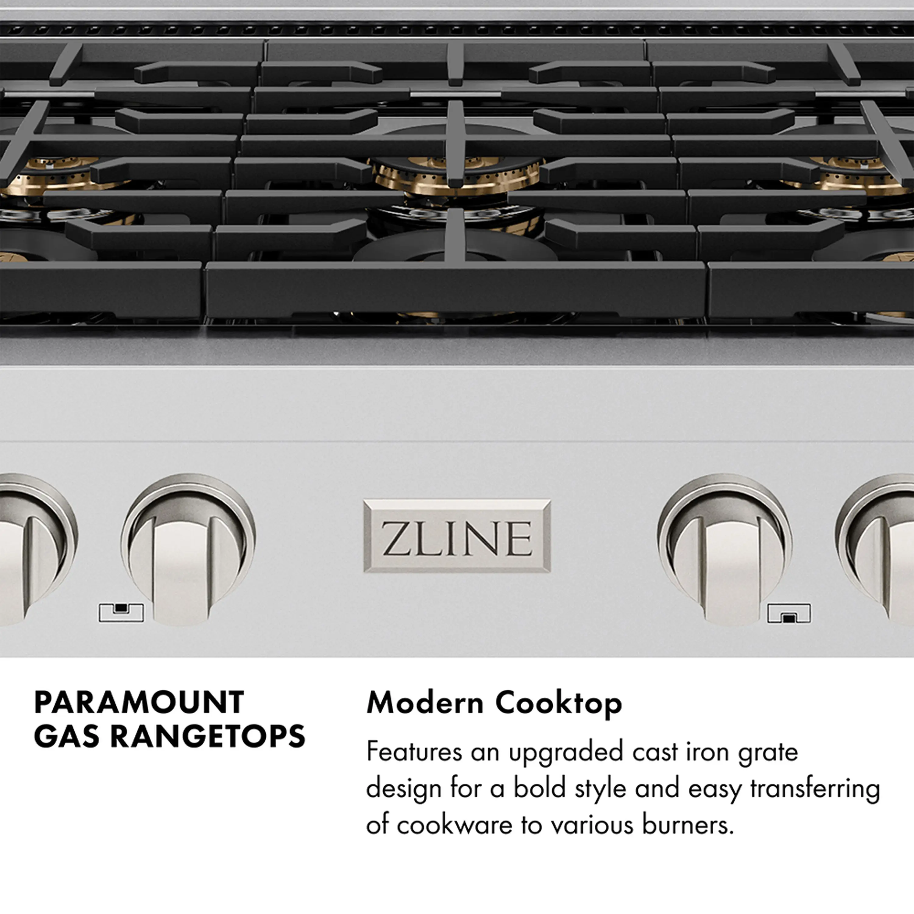 ZLINE Autograph Edition 48-Inch Paramount Gas Rangetop with 8 Burner DuoPro™ Cooktop in Satin Stainless Steel and Champagne Bronze Accents (PSRTSZ-48-CB) - Image 10