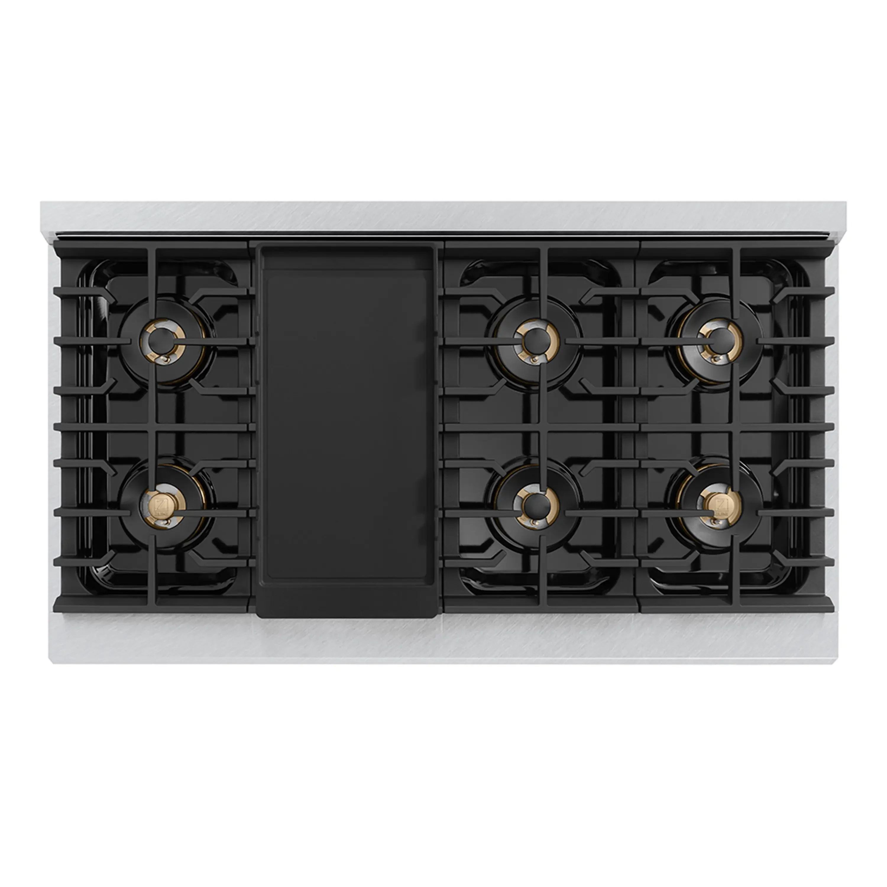 ZLINE Autograph Edition 48-Inch Paramount Gas Rangetop with 8 Burner DuoPro™ Cooktop in Satin Stainless Steel and Polished Gold Accents (PSRTSZ-48-G) - Image 3
