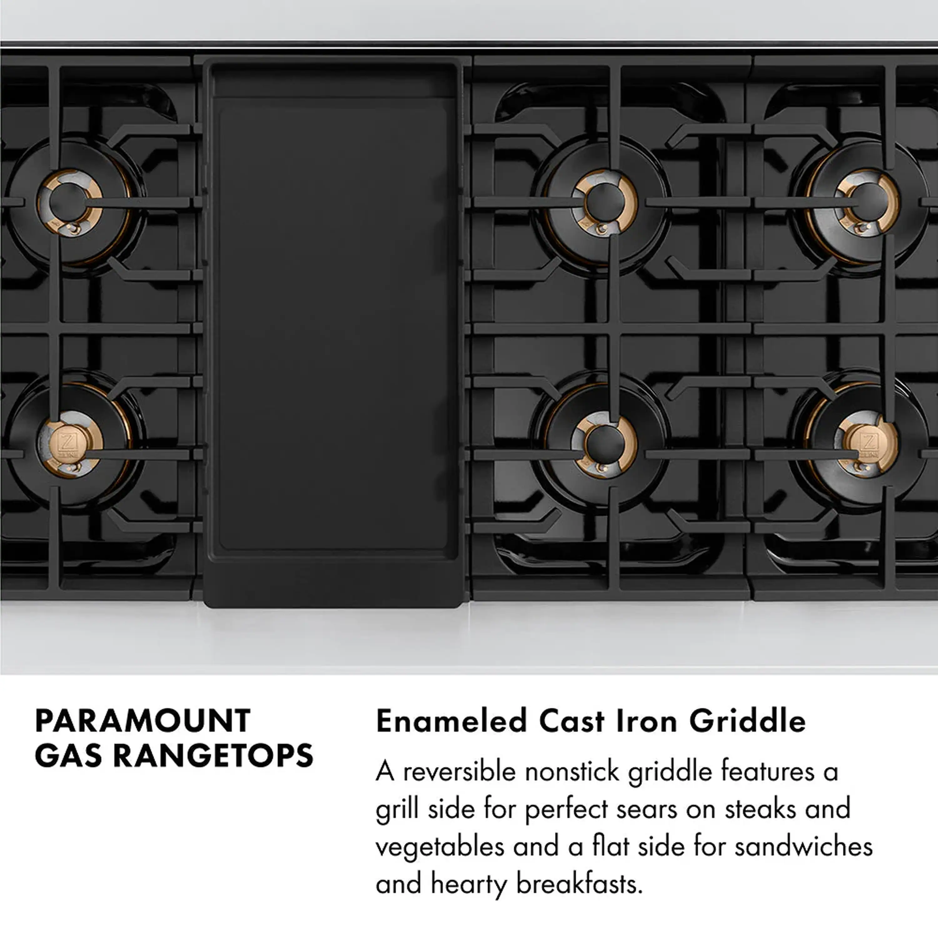 ZLINE Autograph Edition 48-Inch Paramount Gas Rangetop with 8 Burner DuoPro™ Cooktop in Stainless Steel and Champagne Bronze Accents (PSRTZ-48-CB) - Image 10
