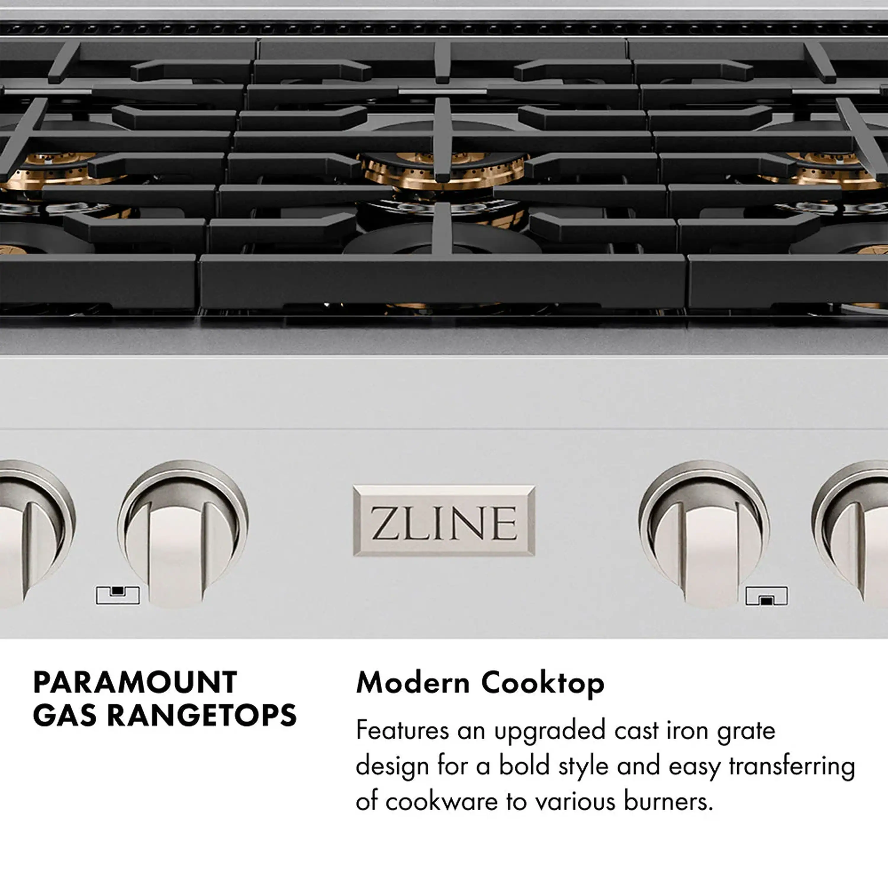 ZLINE Autograph Edition 48-Inch Paramount Gas Rangetop with 8 Burner DuoPro™ Cooktop in Stainless Steel and Champagne Bronze Accents (PSRTZ-48-CB) - Image 11