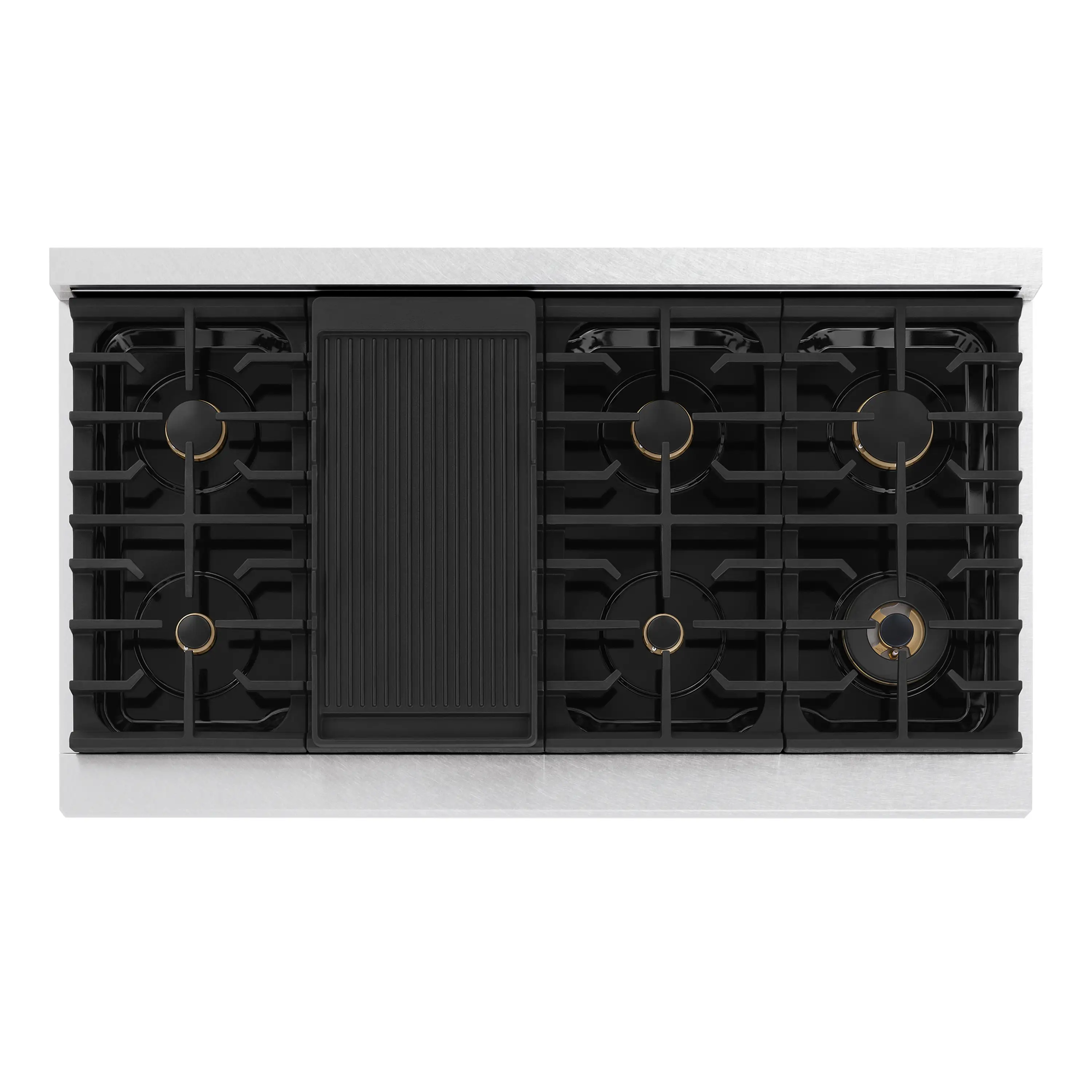 ZLINE Autograph Edition 48-Inch Paramount Gas Rangetop with 8 Burners and Porcelain Cooktop in Satin Stainless Steel with Matte Black Accents (SRTSZ-48-MB) - Image 3