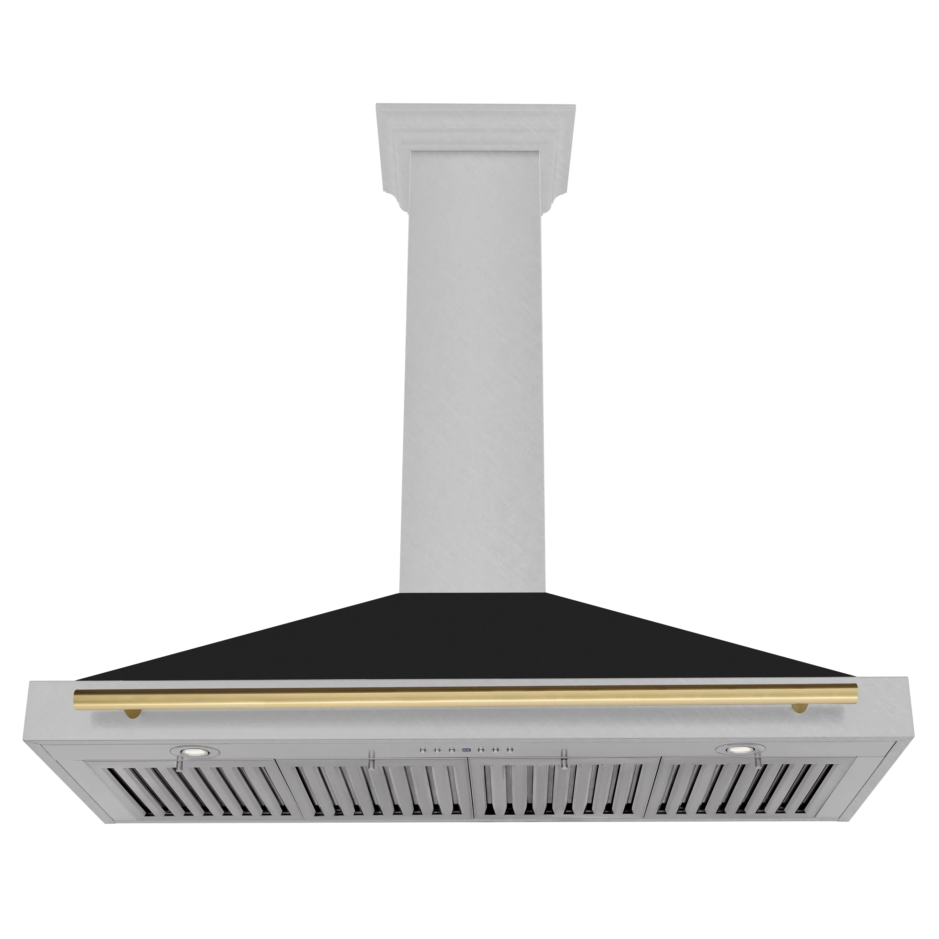 ZLINE Autograph Edition 48-Inch Fingerprint Resistant DuraSnow Stainless Steel Range Hood with Black Matte Shell and Champagne Bronze Handle (KB4SNZ-BLM48-CB) - Image 3