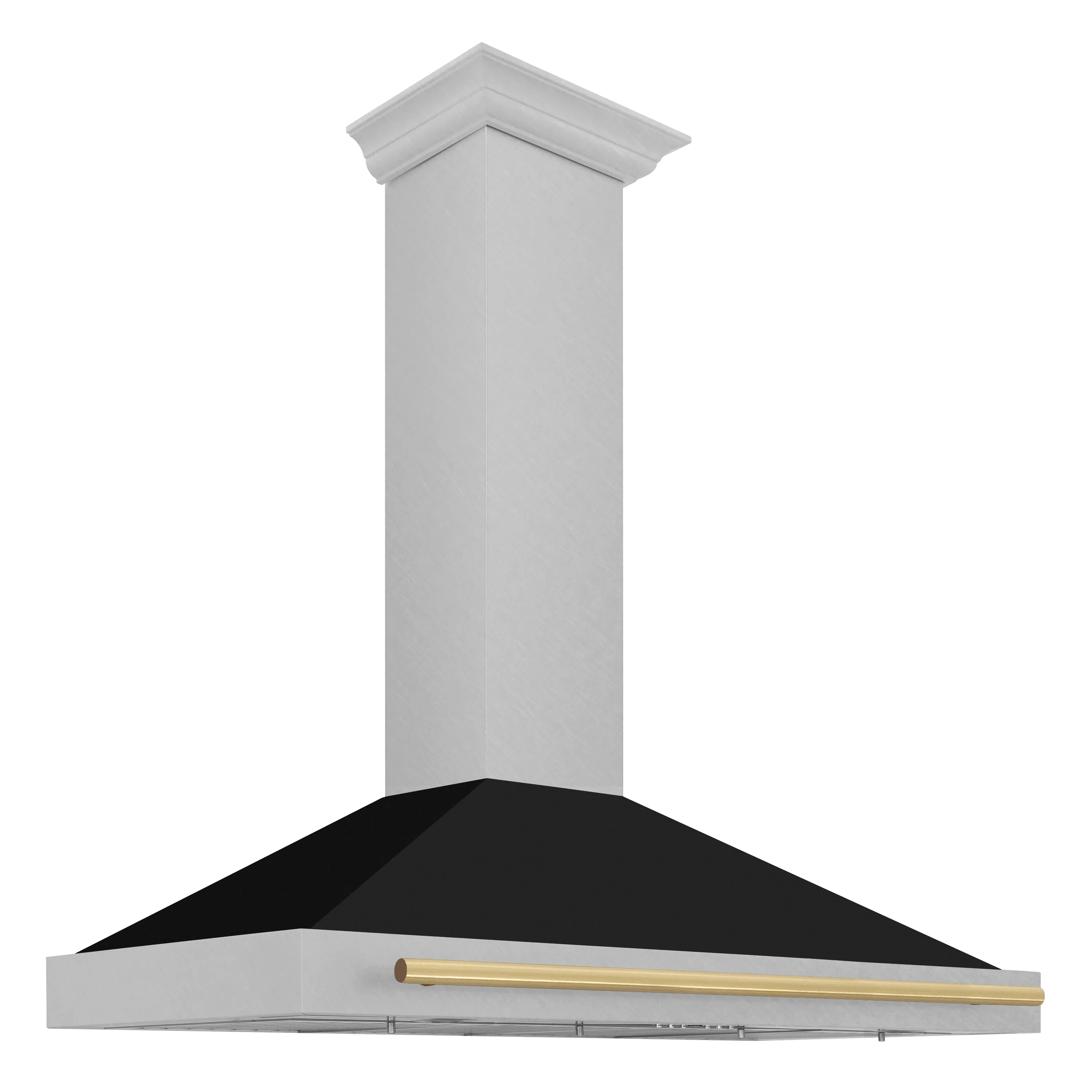 ZLINE Autograph Edition 48-Inch Fingerprint Resistant DuraSnow Stainless Steel Range Hood with Black Matte Shell and Champagne Bronze Handle (KB4SNZ-BLM48-CB) - Image 4