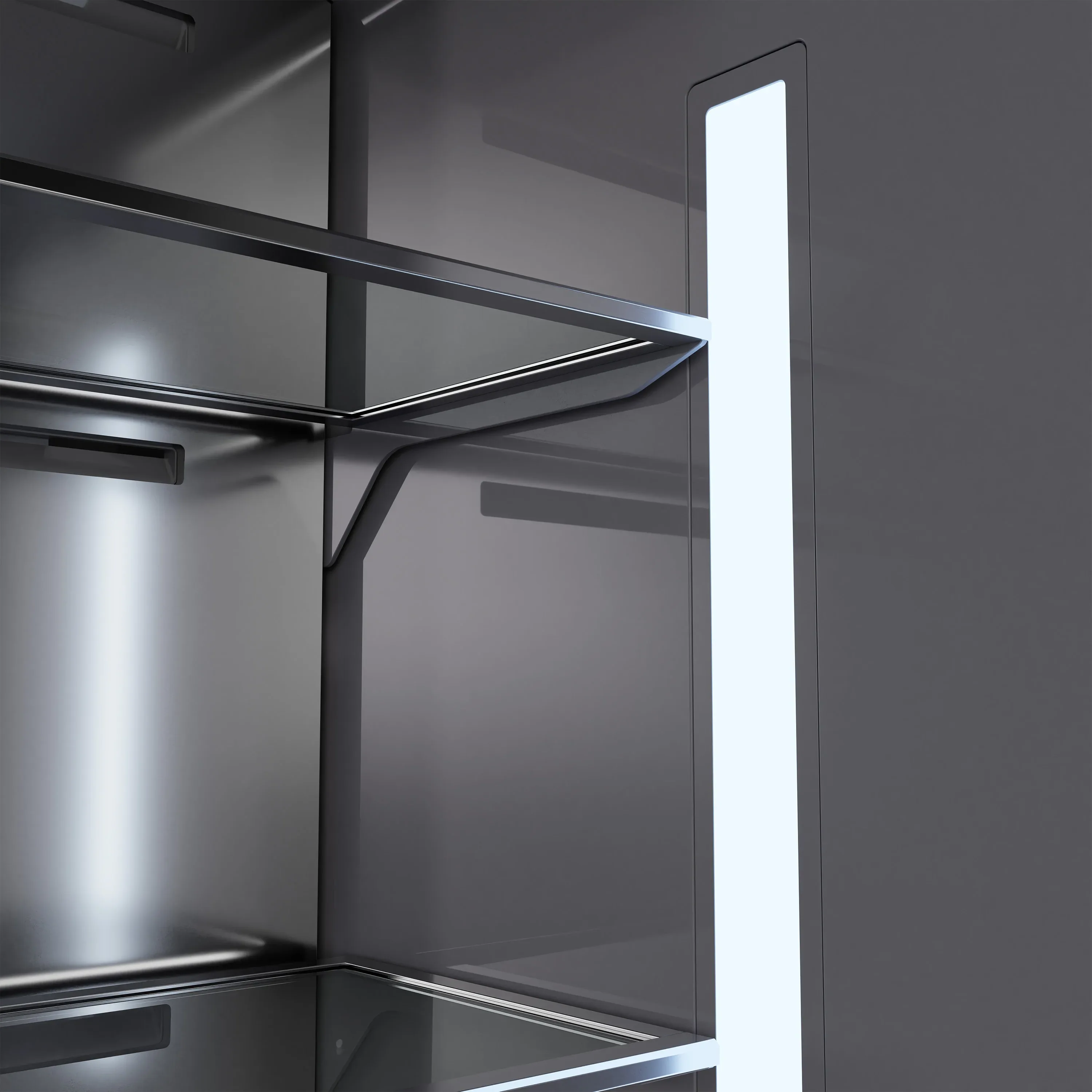 ZLINE Autograph Edition 60-Inch 32.2 Cu. Ft. French Door Built-In Bottom Freezer Refrigerator with Water Dispenser and Ice Maker in Black Stainless Steel with Graphite Gray Interior and Champagne Bronze Accents (GRBIVZ-BS-60-CB) - Image 4