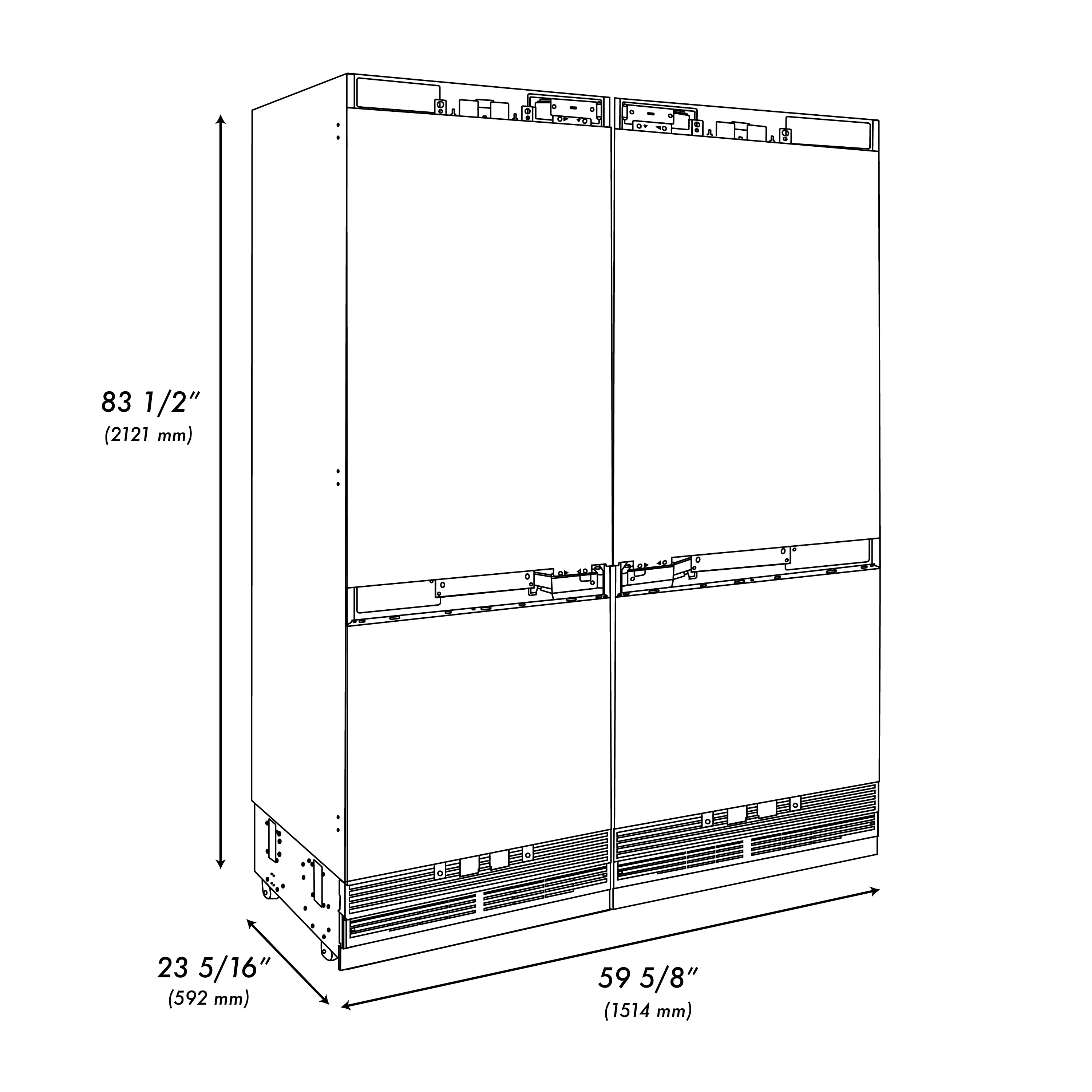ZLINE Autograph Edition 60-Inch 32.2 Cu. Ft. French Door Built-In Bottom Freezer Refrigerator with Water Dispenser and Ice Maker in Panel Ready with Graphite Gray Interior and Champagne Bronze Accents (GRBIVZ-60-CB) - Image 12