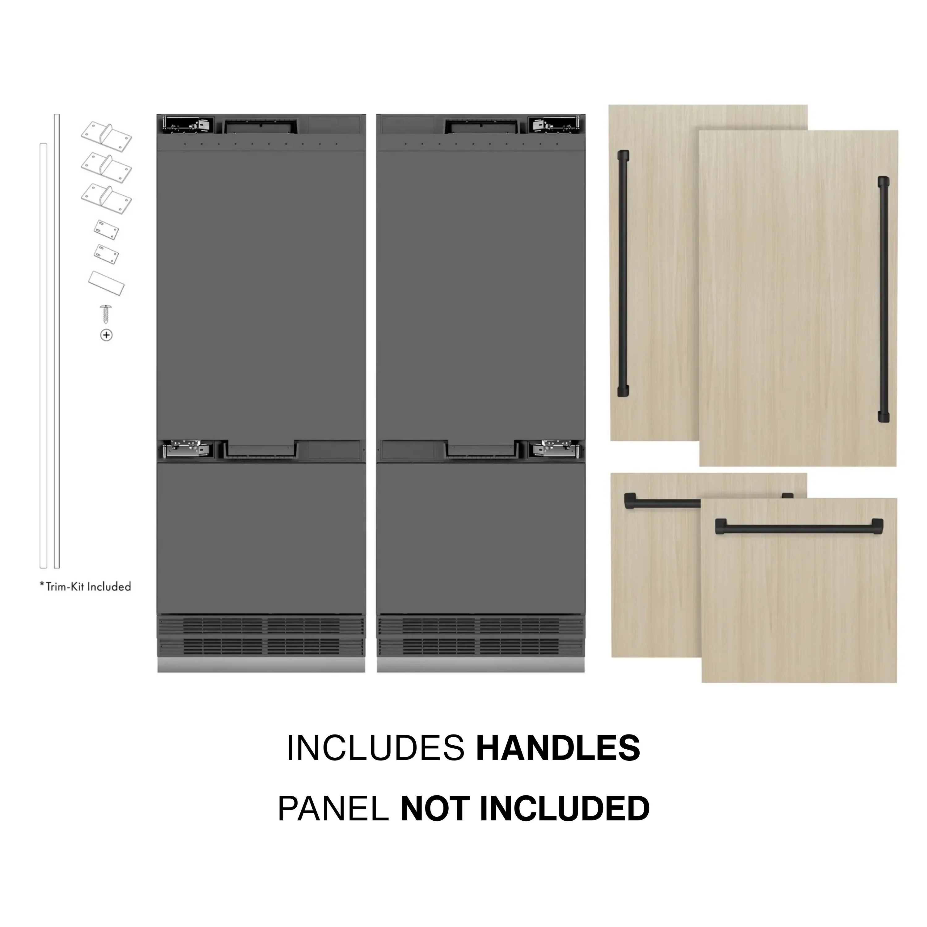 ZLINE Autograph Edition 60-Inch 32.2 Cu. Ft. French Door Built-In Bottom Freezer Refrigerator with Water Dispenser and Ice Maker in Panel Ready with Graphite Gray Interior and Matte Black Accents (GRBIVZ-60-MB) - Image 2