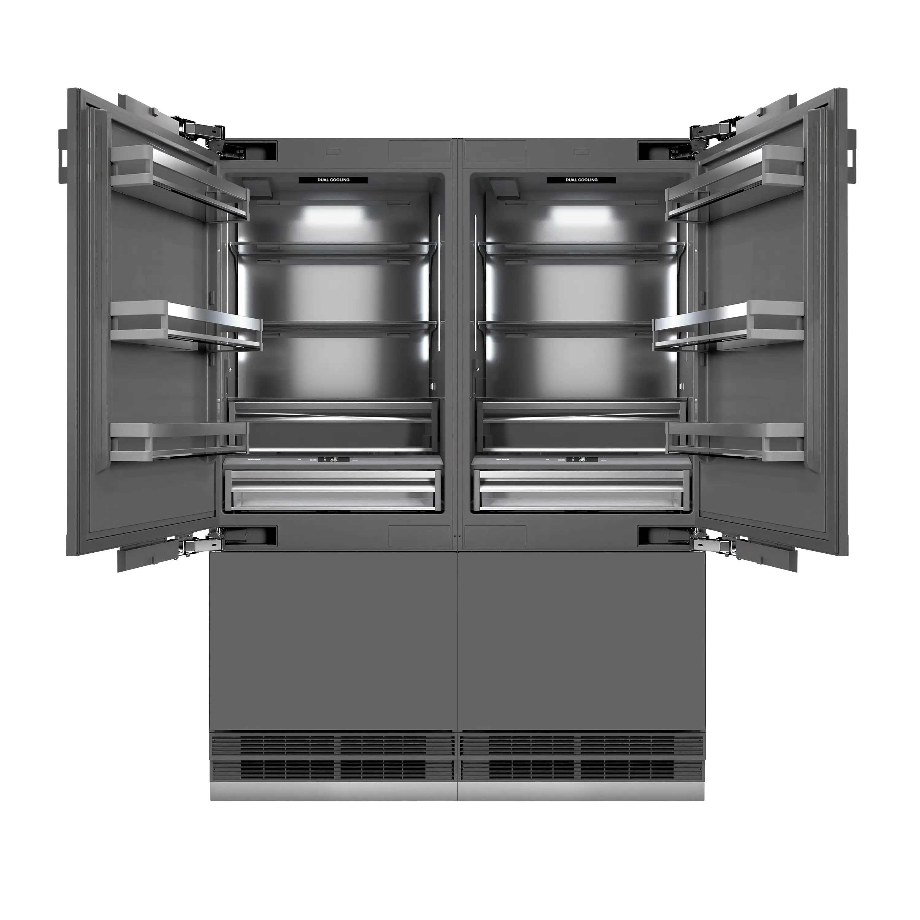 ZLINE Autograph Edition 60-Inch 32.2 Cu. Ft. French Door Built-In Bottom Freezer Refrigerator with Water Dispenser and Ice Maker in Panel Ready with Graphite Gray Interior and Matte Black Accents (GRBIVZ-60-MB) - Image 4