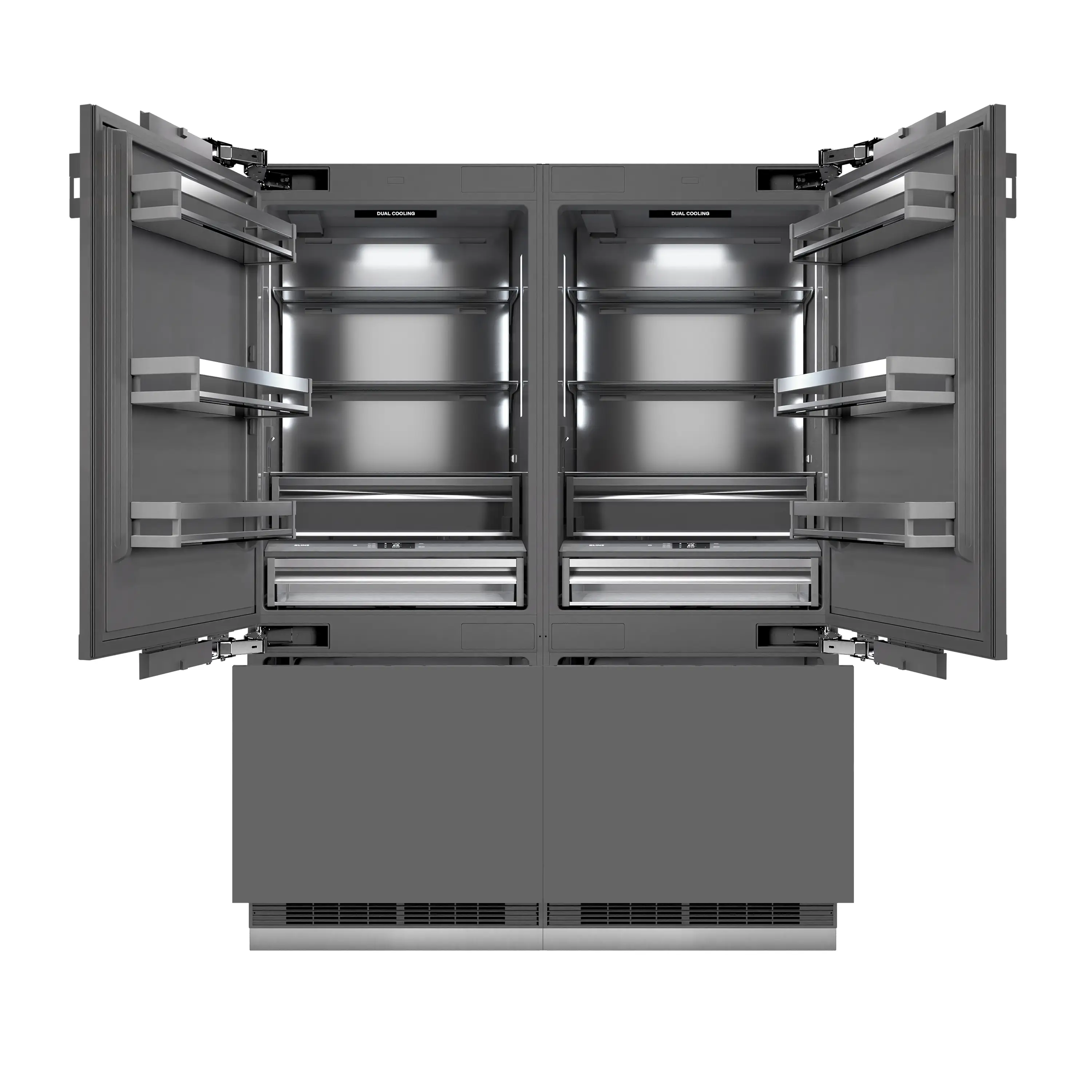 ZLINE Autograph Edition 60-Inch 32.2 Cu. Ft. French Door Built-In Bottom Freezer Refrigerator with Water Dispenser and Ice Maker in Panel Ready with Graphite Gray Interior and Matte Black Accents (GRBIVZ-60-MB) - Image 5