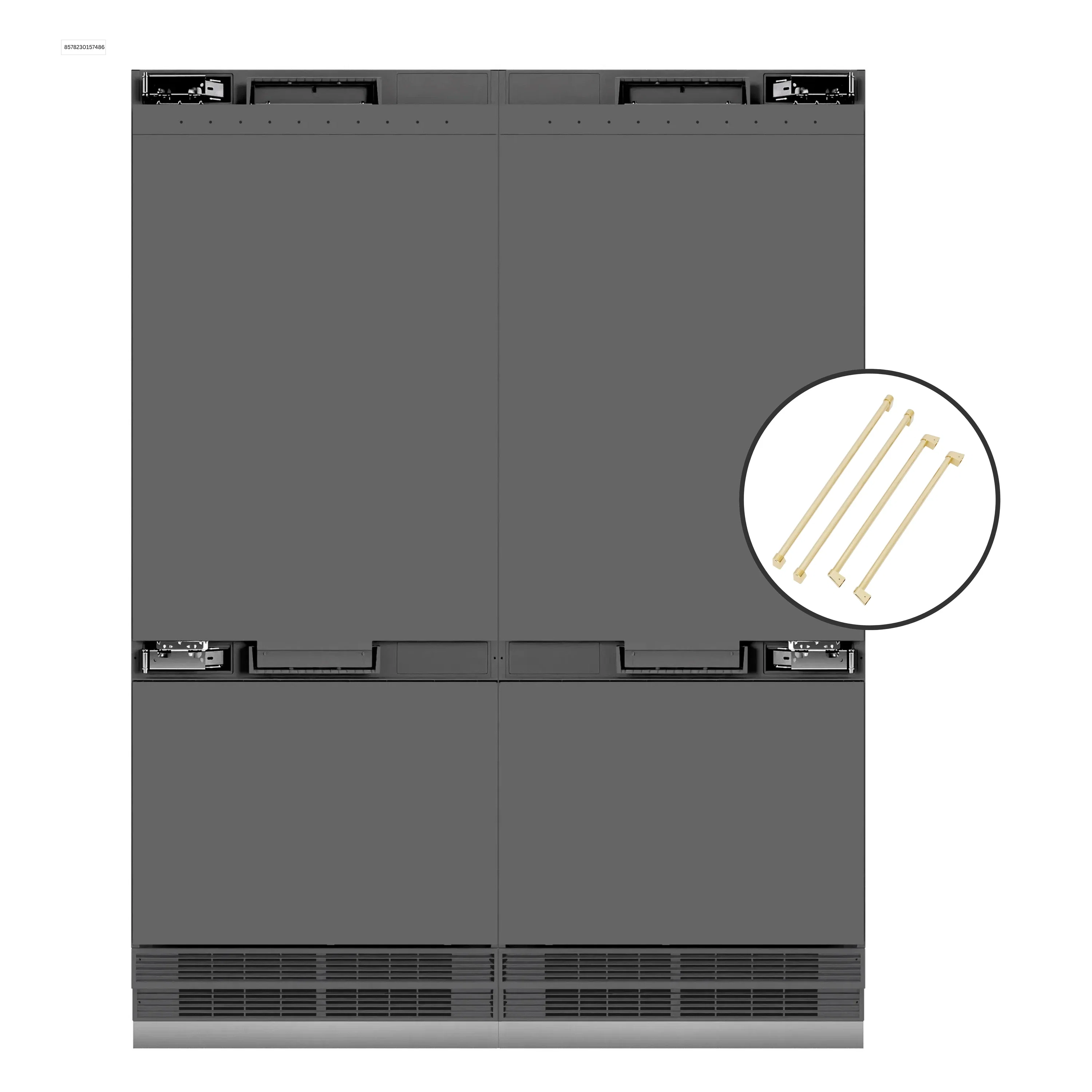 ZLINE Autograph Edition 60-Inch 32.2 Cu. Ft. French Door Built-In Bottom Freezer Refrigerator with Water Dispenser and Ice Maker in Panel Ready with Graphite Gray Interior and Polished Gold Accents (GRBIVZ-60-G) - Image 13