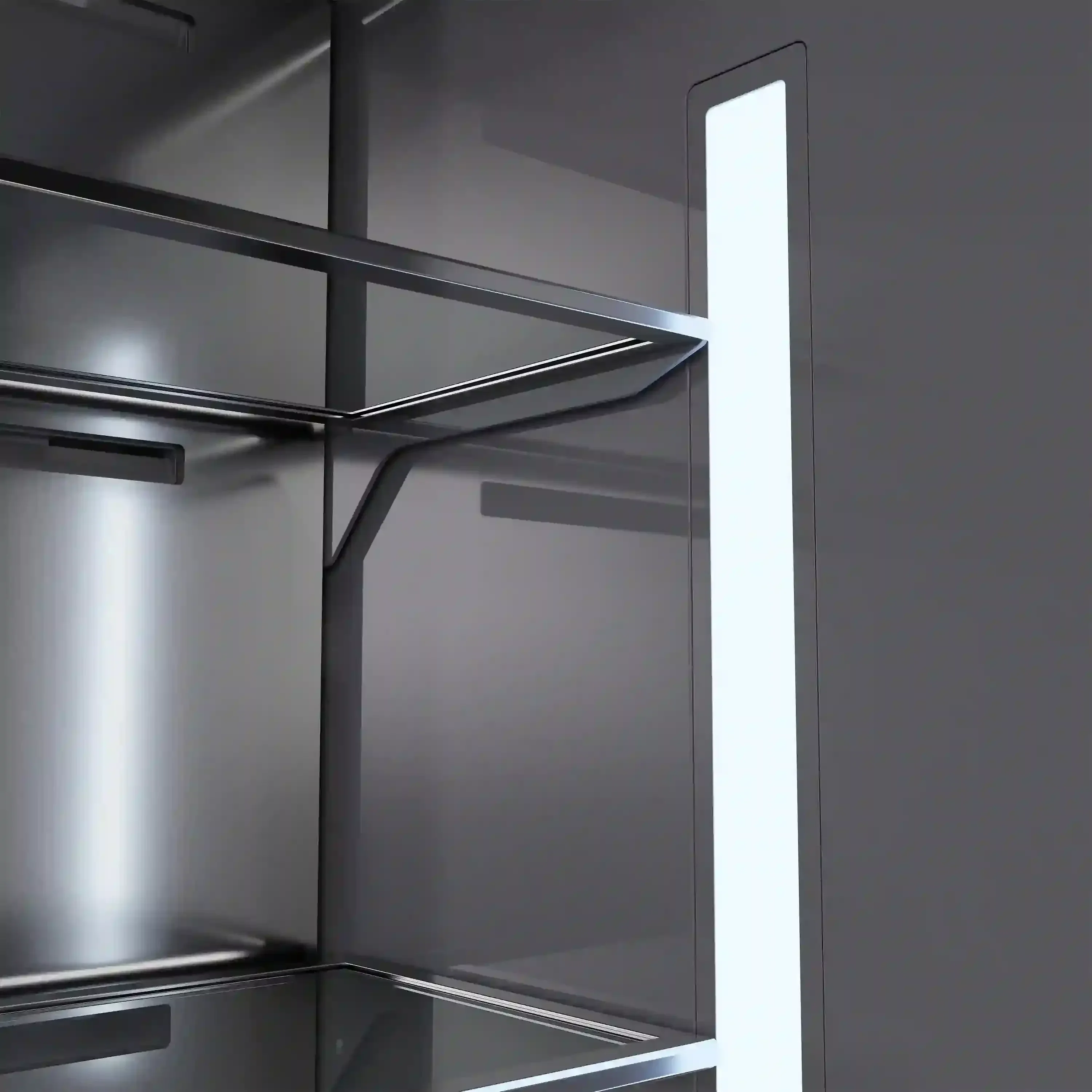 ZLINE Autograph Edition 60-Inch 32.2 Cu. Ft. French Door Built-In Bottom Freezer Refrigerator with Water Dispenser and Ice Maker in Stainless Steel with Graphite Gray Interior and Champagne Bronze Accents (GRBIVZ-304-60CB) - Image 8