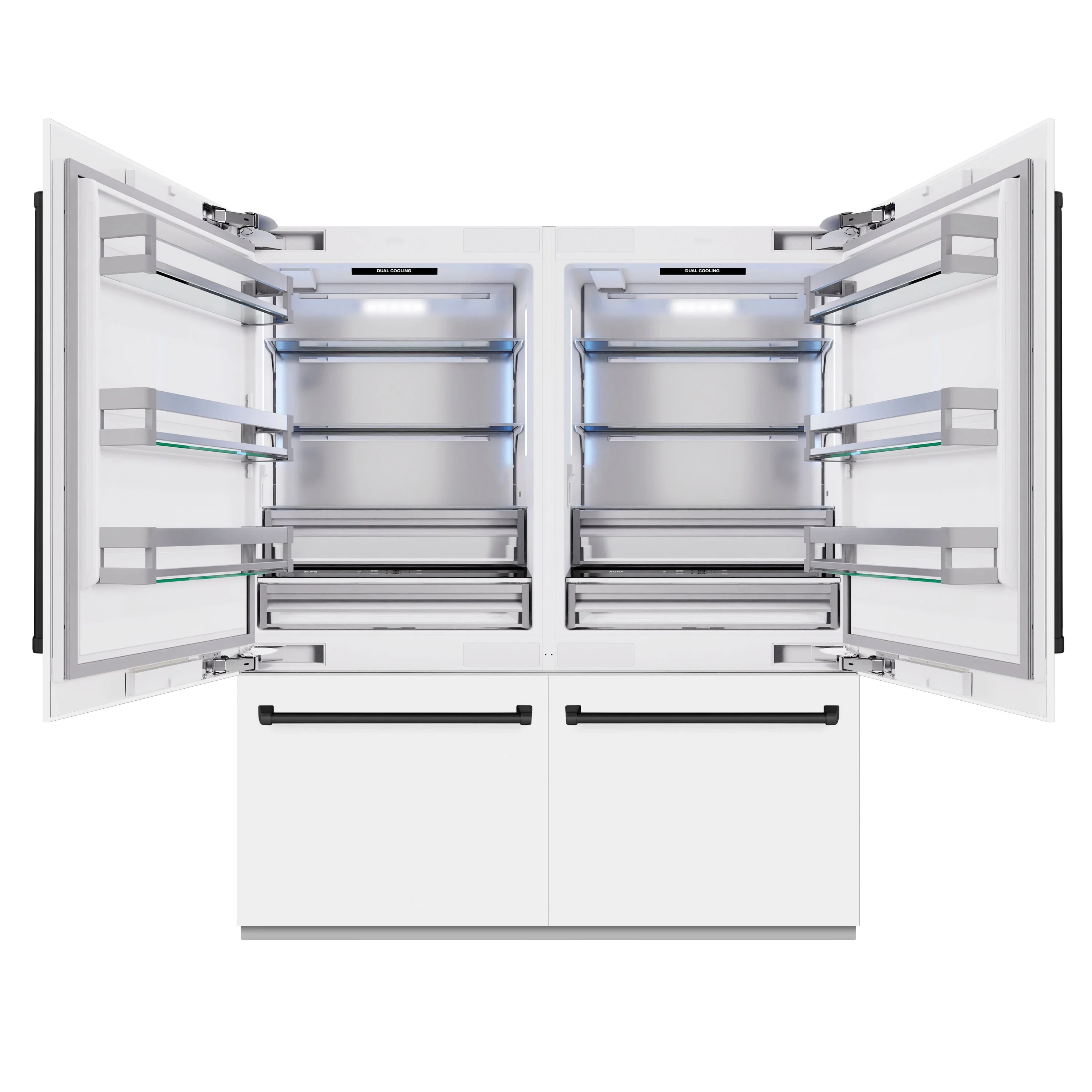 ZLINE Autograph Edition 72-Inch 39.6 Cu. Ft. French Door Built-In Bottom Freezer Refrigerator with Water Dispensers and Ice Makers in White Matte and Matte Black Accents (RBITZ-WM-72-MB) - Image 2