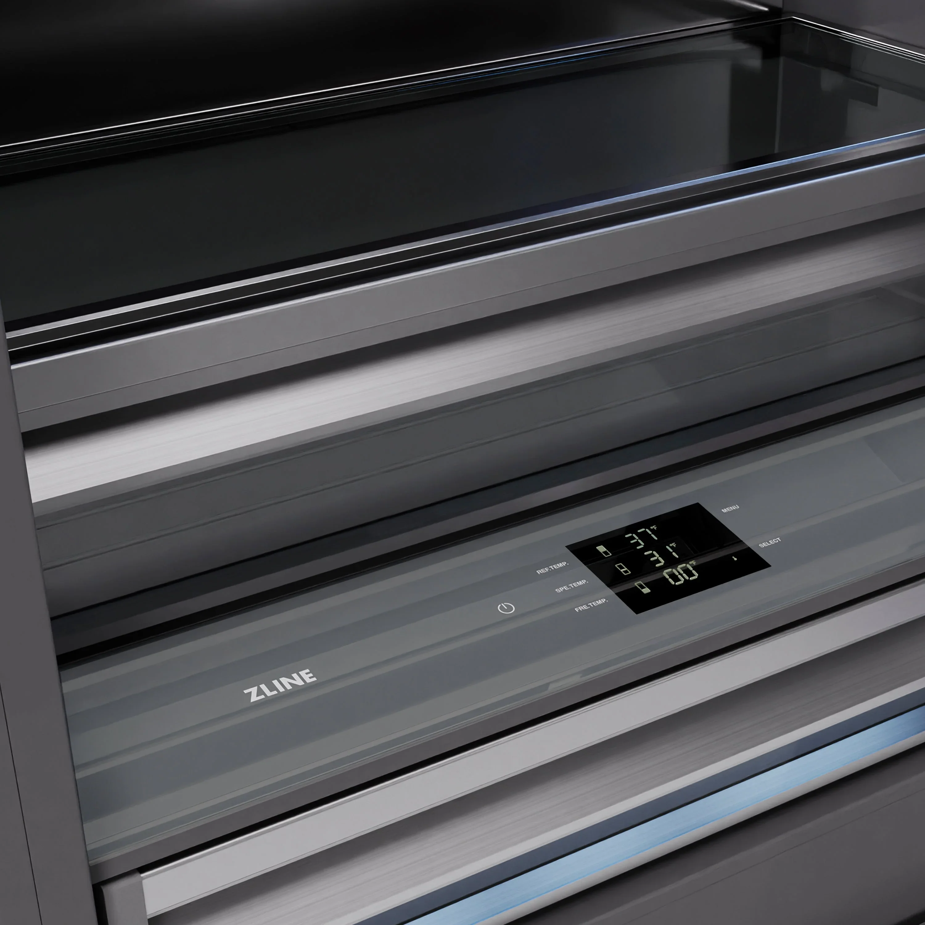 ZLINE Autograph Edition 72-Inch 39.6 Cu. Ft. French Door Built-In Bottom Freezer Refrigerator with Water Dispensers and Ice Makers in White Matte with Graphite Gray Interior and Champagne Bronze Accents (GRBITZ-WM-72-CB) - Image 2