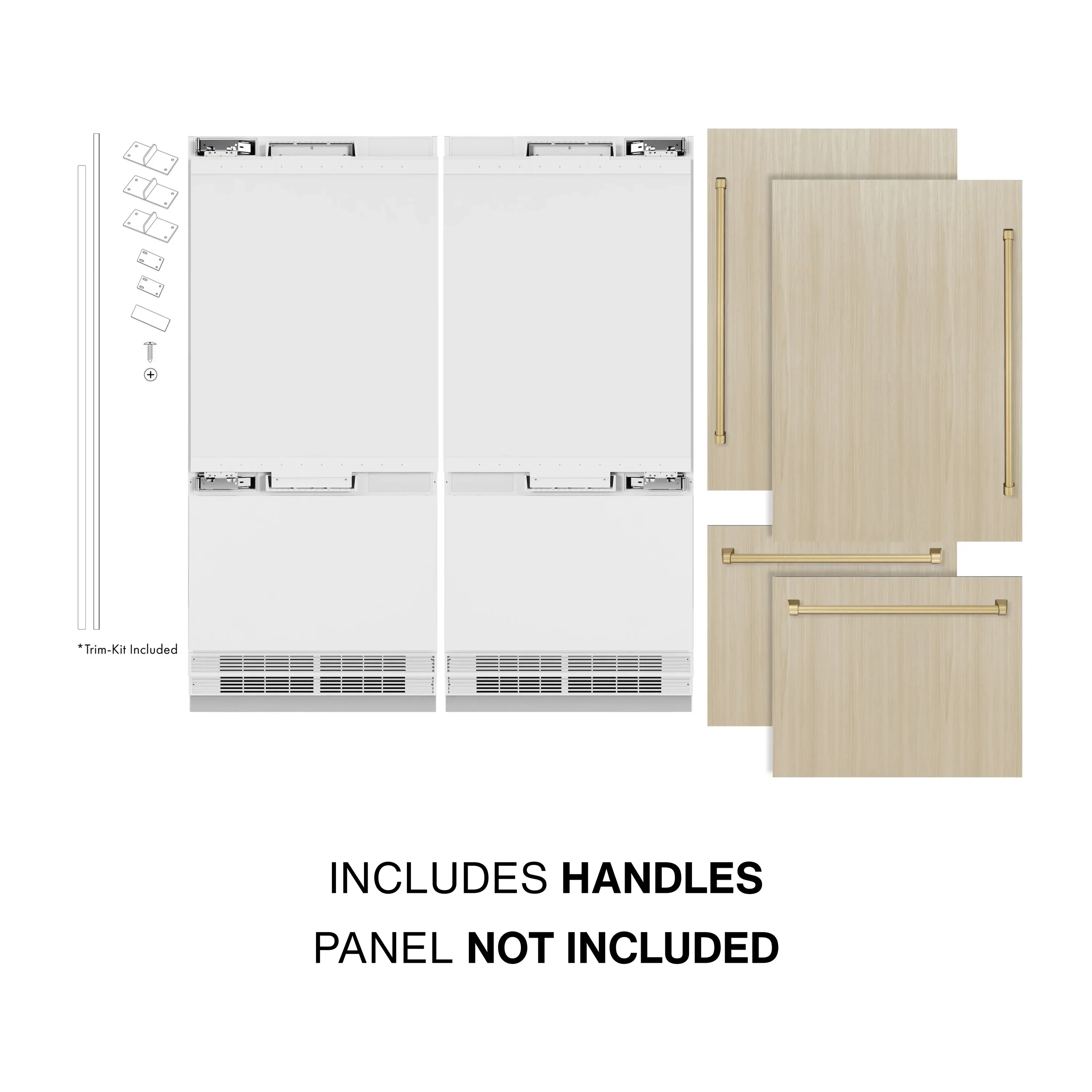 ZLINE Autograph Edition 72-Inch 39.6 Cu. Ft. French Door Built-In Bottom Freezer Refrigerator with Water Dispensers and Ice Makers in Panel Ready and Champagne Bronze Accents (RBITZ-72-CB) - Image 2