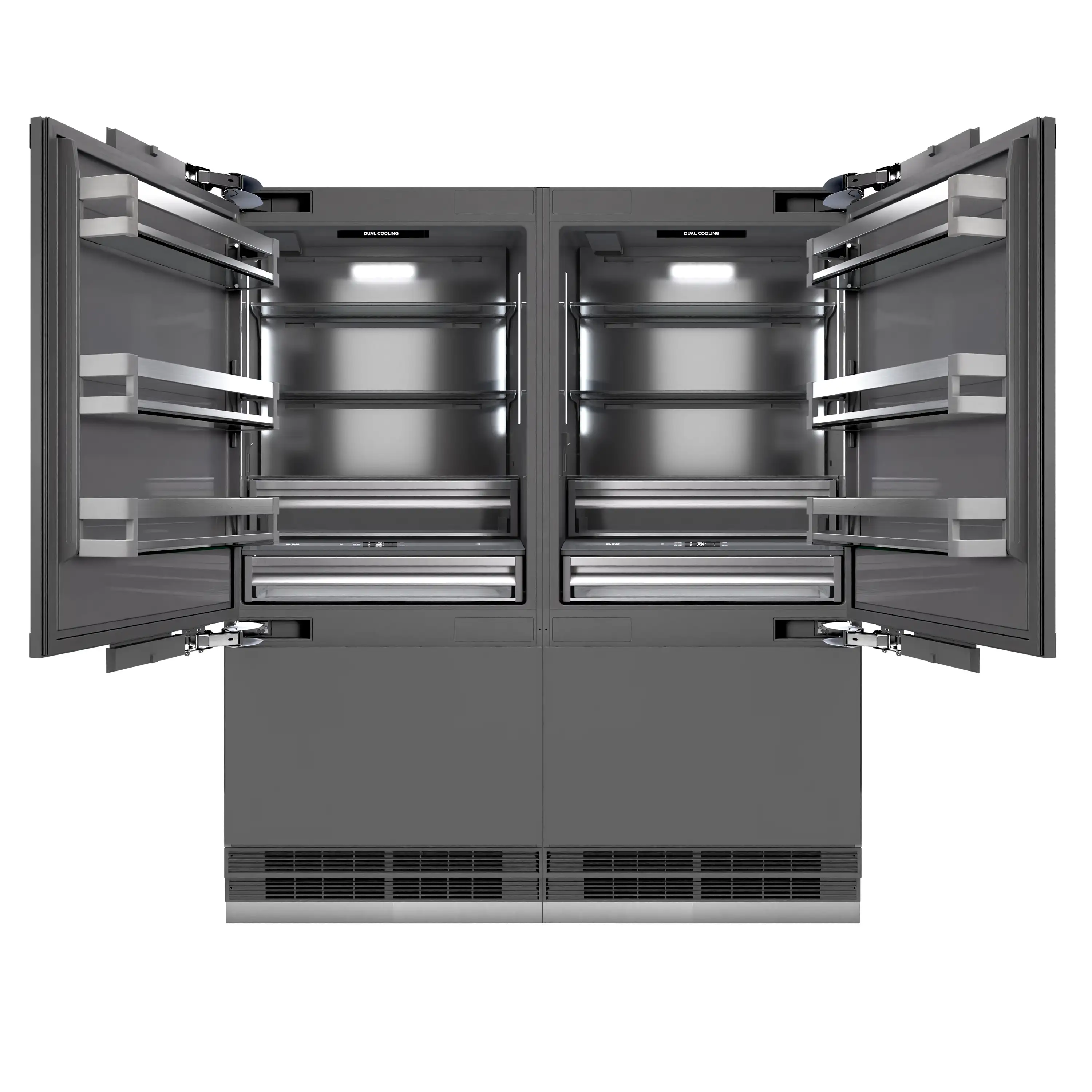ZLINE Autograph Edition 72-Inch 39.6 Cu. Ft. French Door Built-In Bottom Freezer Refrigerator with Water Dispensers and Ice Makers in Panel Ready with Graphite Gray Interior and Matte Black Accents (GRBITZ-72-MB) - Image 4