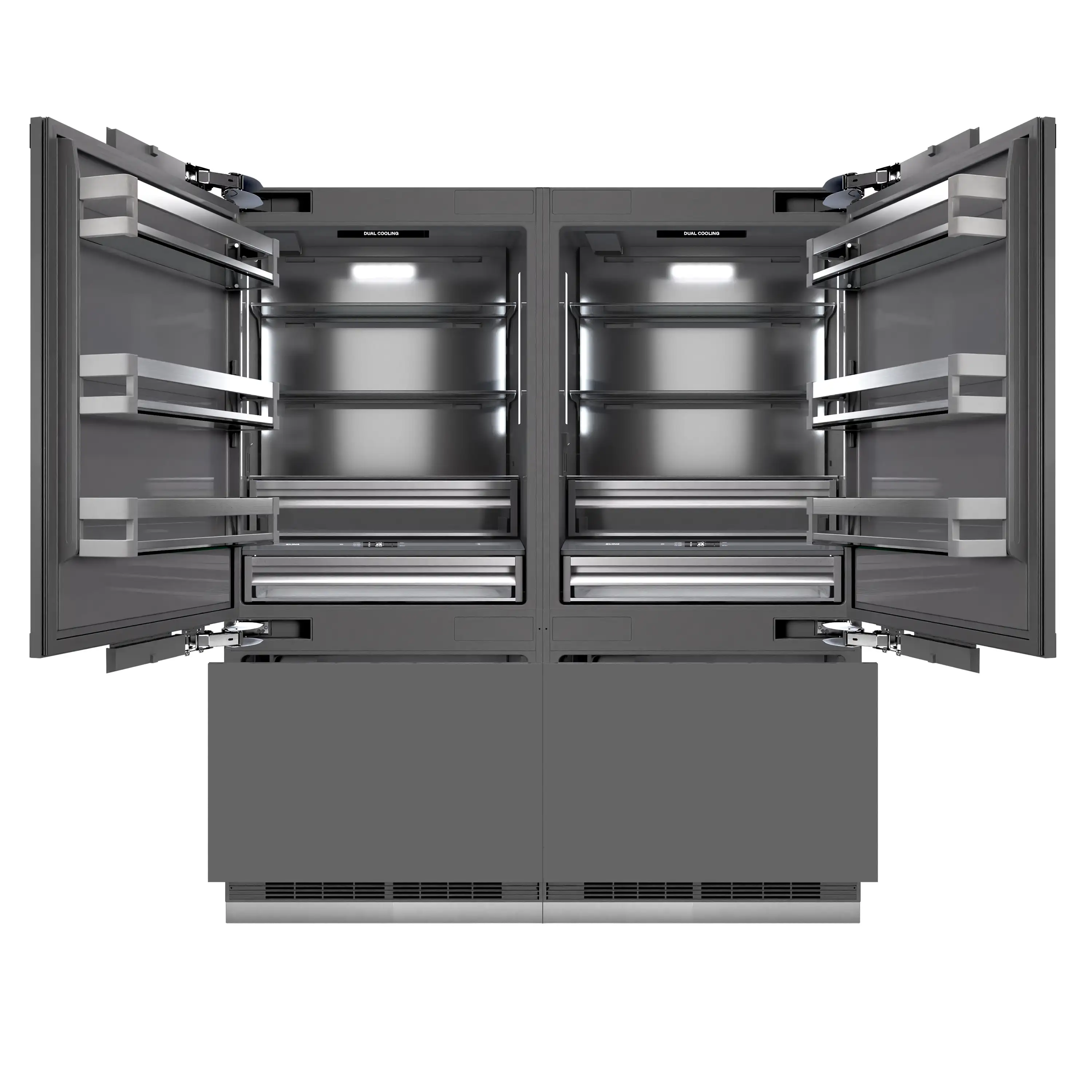 ZLINE Autograph Edition 72-Inch 39.6 Cu. Ft. French Door Built-In Bottom Freezer Refrigerator with Water Dispensers and Ice Makers in Panel Ready with Graphite Gray Interior and Matte Black Accents (GRBITZ-72-MB) - Image 5
