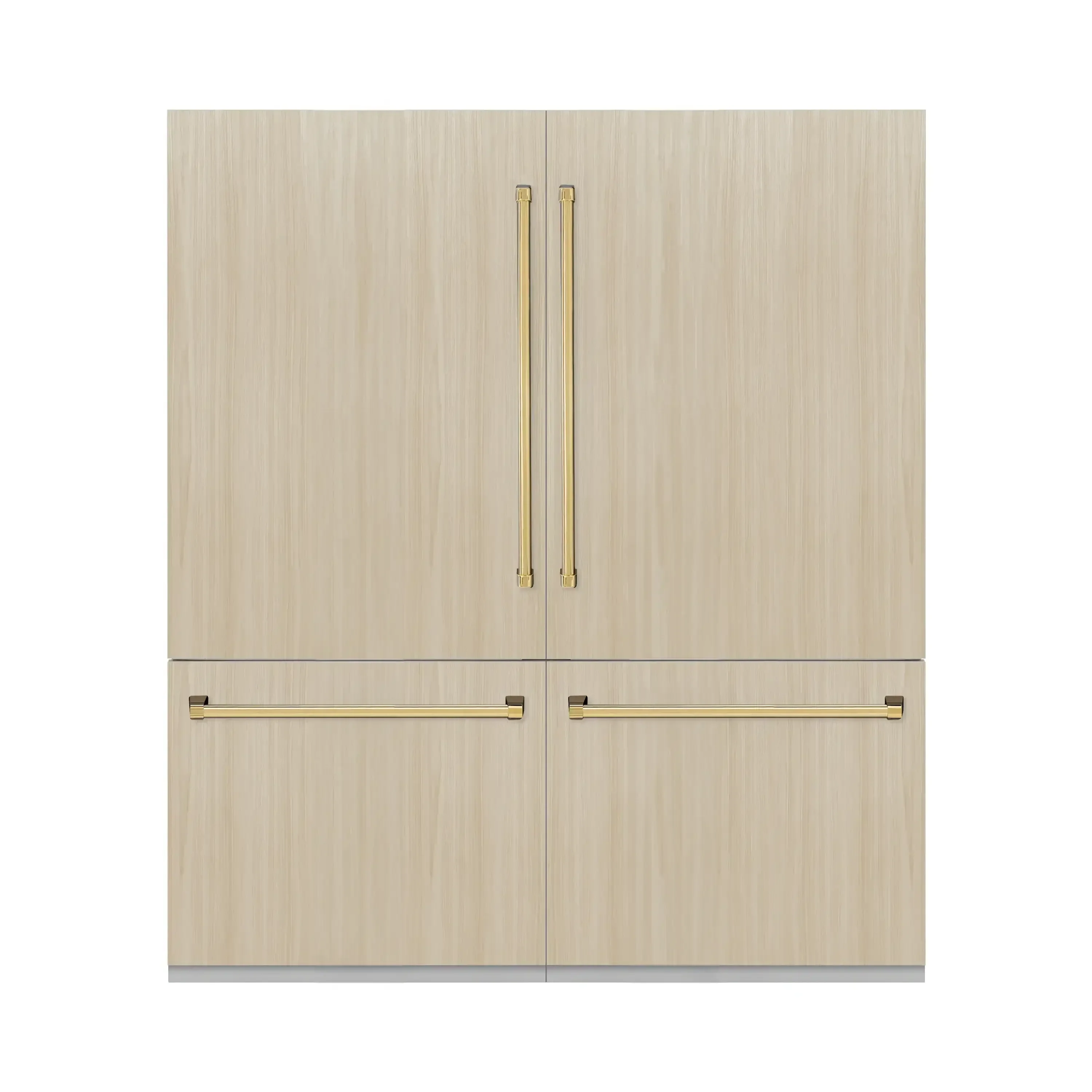 ZLINE Autograph Edition 72-Inch 39.6 Cu. Ft. French Door Built-In Bottom Freezer Refrigerator with Water Dispensers and Ice Makers in Panel Ready with Graphite Gray Interior and Polished Gold Accents (GRBITZ-72-G) - Image 3