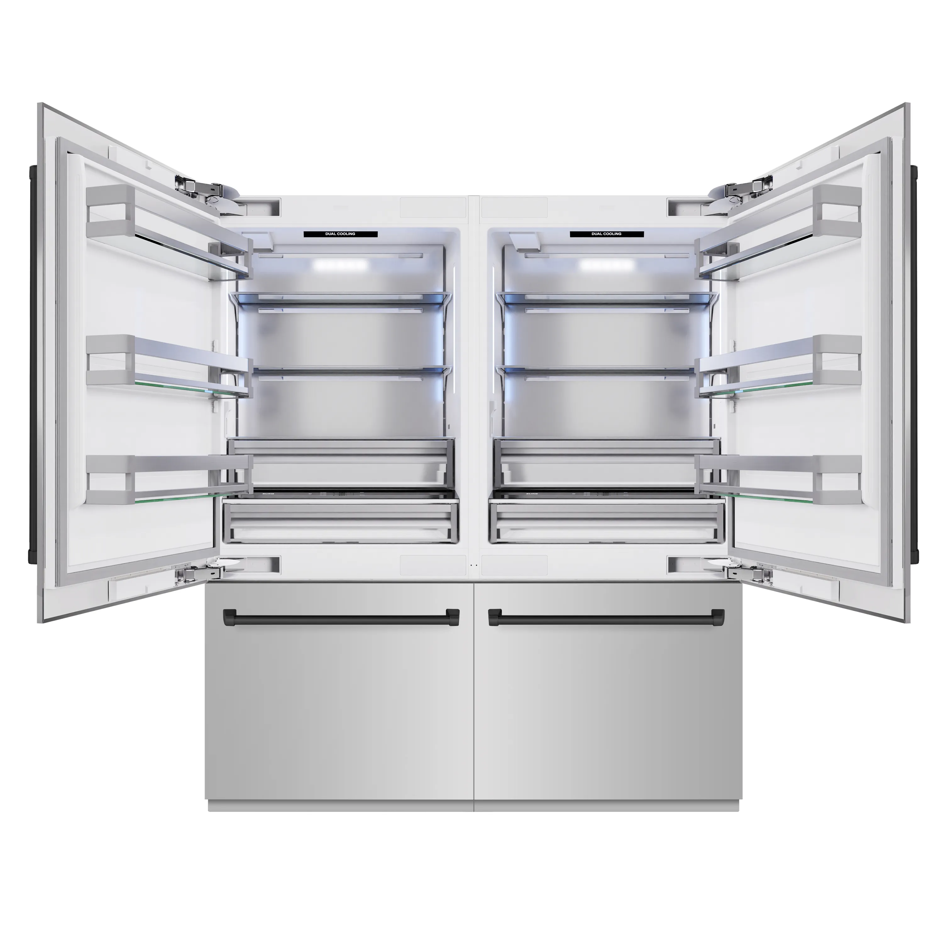 ZLINE Autograph Edition 72-Inch 39.6 Cu. Ft. French Door Built-In Bottom Freezer Refrigerator with Water Dispensers and Ice Makers in Stainless Steel with Matte Black Accents (RBITZ-304-72MB) - Image 2