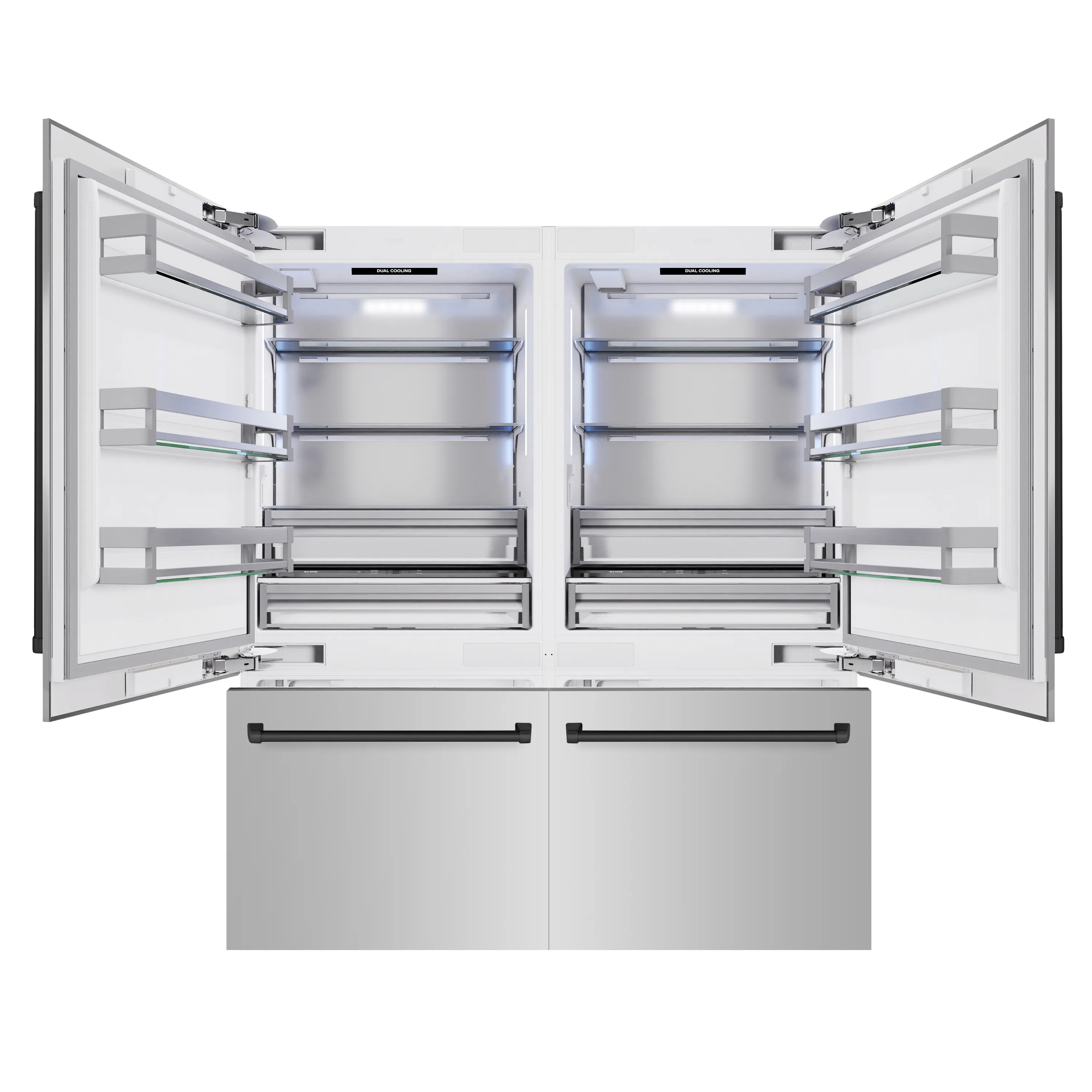 ZLINE Autograph Edition 72-Inch 39.6 Cu. Ft. French Door Built-In Bottom Freezer Refrigerator with Water Dispensers and Ice Makers in Stainless Steel with Matte Black Accents (RBITZ-304-72MB) - Image 3