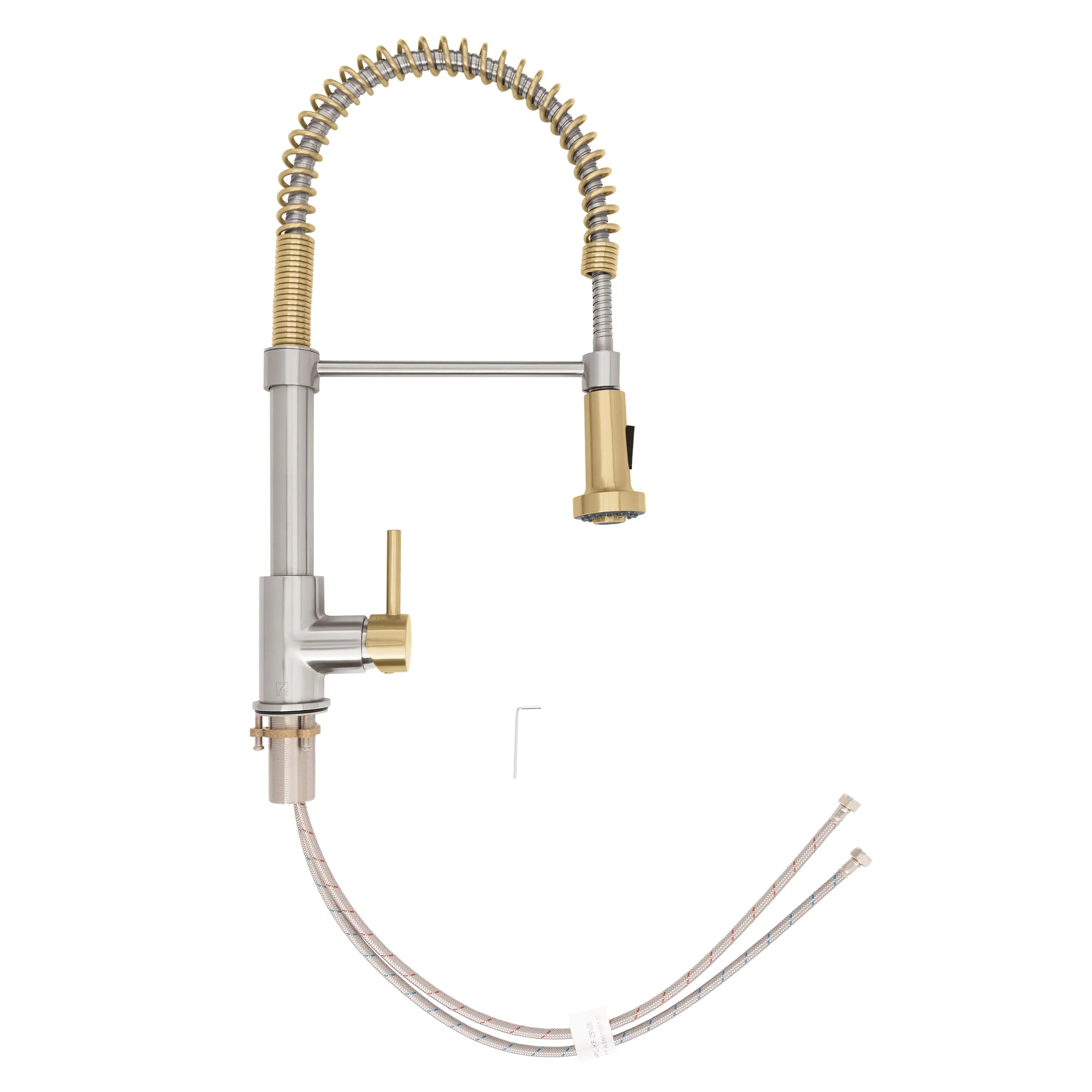 ZLINE Autograph Edition Apollo Pull Down Spring Single Handle Kitchen Faucet in Brushed Nickel and Champagne Bronze (APL-KF-ZBNCB) - Image 5