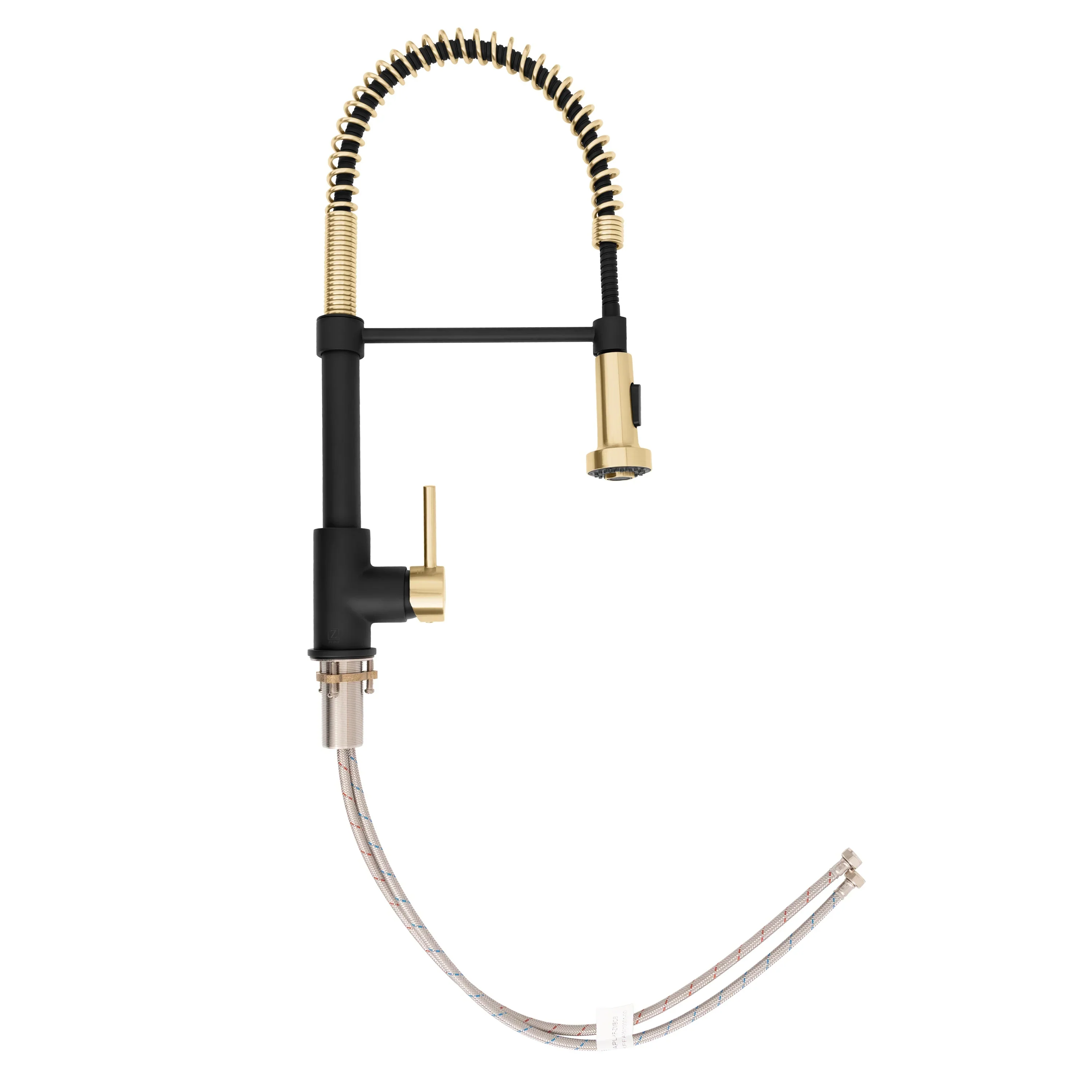 ZLINE Autograph Edition Apollo Pull Down Spring Single Handle Kitchen Faucet in Matte Black & Champagne Bronze (APL-KF-ZMBCB) - Image 5