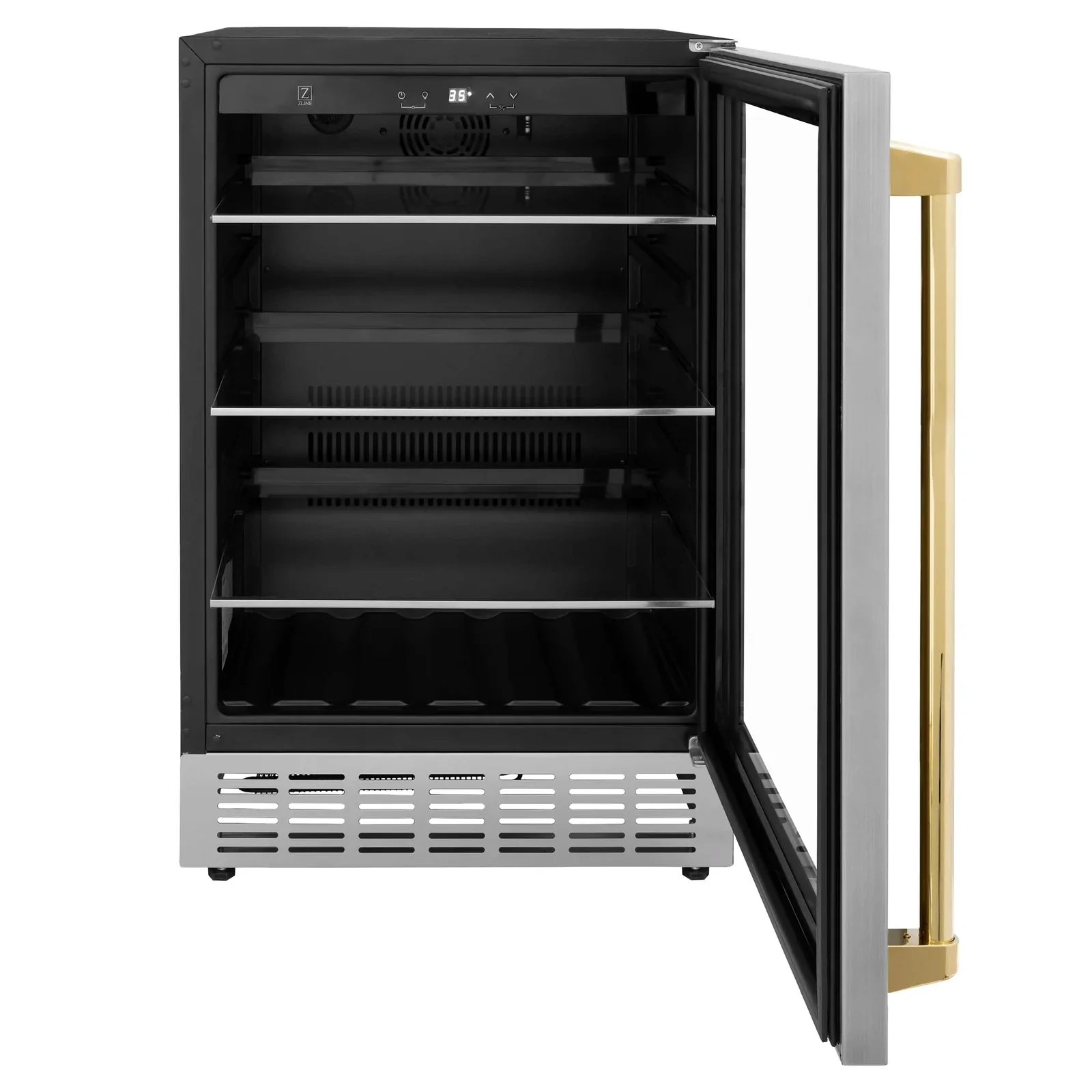 ZLINE Autograph Edition Appliance Package - 24-Inch Wine Cooler and 24-Inch Beverage Fridge in Stainless Steel with Gold Accents (2AKP-RBV-RWV-G) - Image 11
