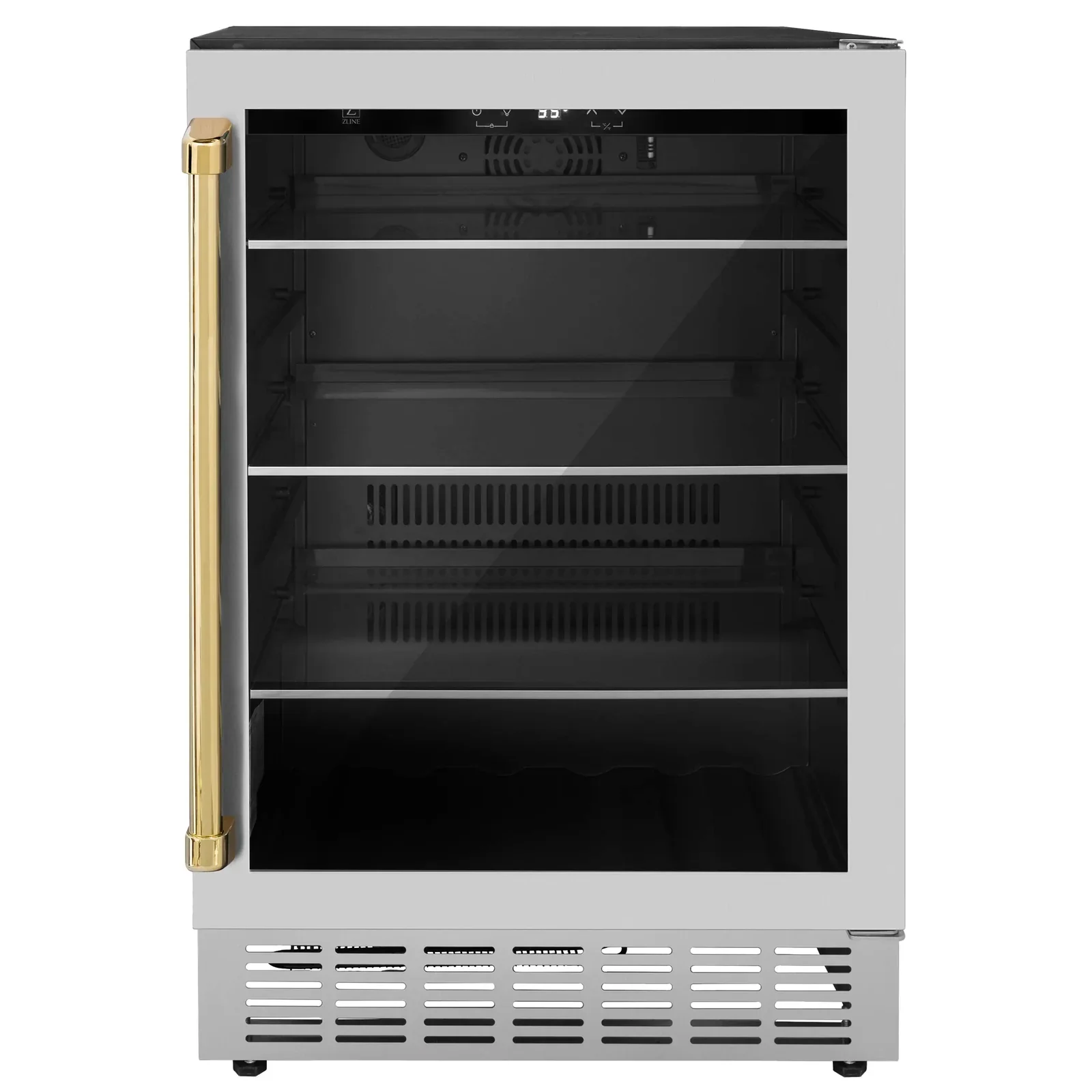 ZLINE Autograph Edition Appliance Package - 24-Inch Wine Cooler and 24-Inch Beverage Fridge in Stainless Steel with Gold Accents (2AKP-RBV-RWV-G) - Image 5
