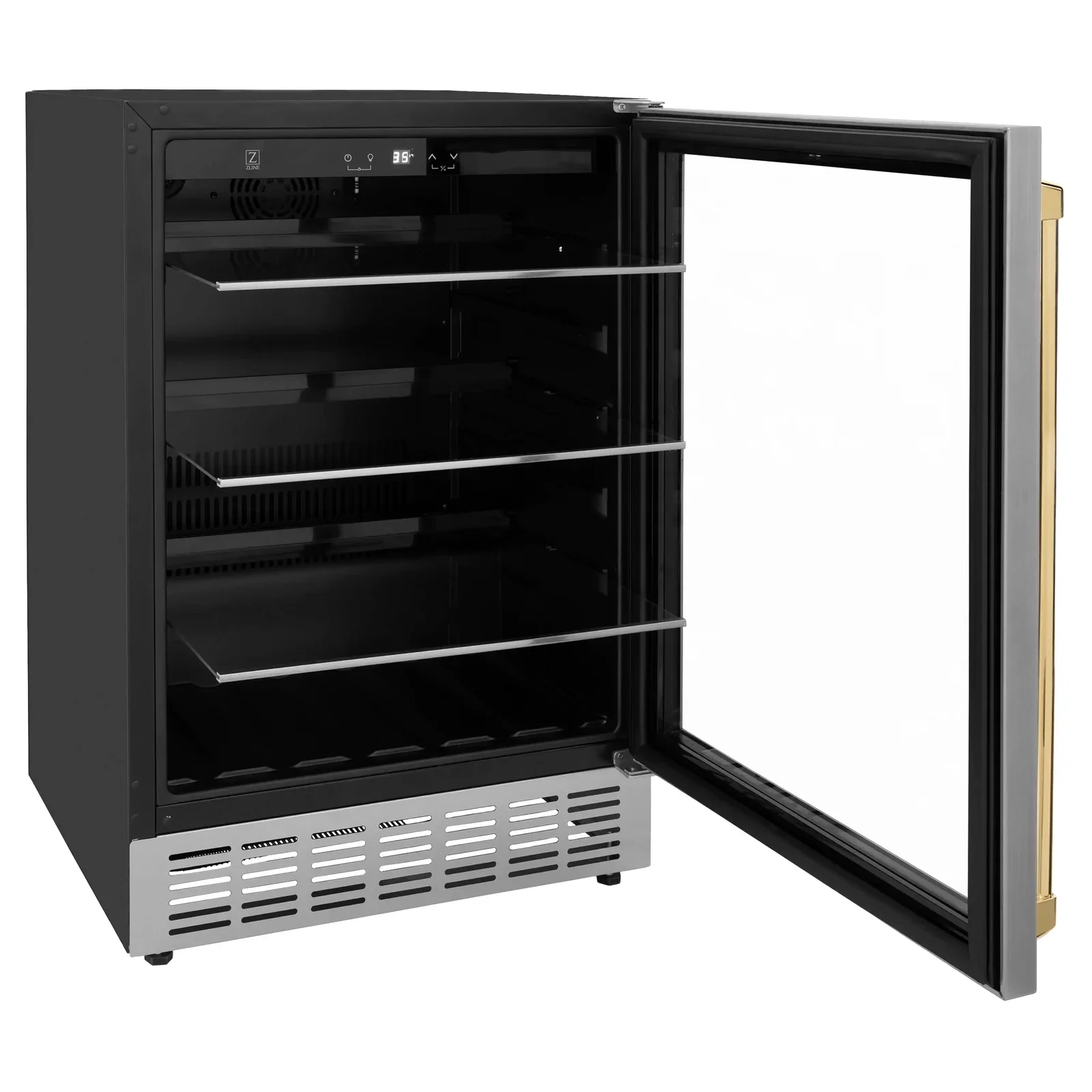 ZLINE Autograph Edition Appliance Package - 24-Inch Wine Cooler and 24-Inch Beverage Fridge in Stainless Steel with Gold Accents (2AKP-RBV-RWV-G) - Image 8