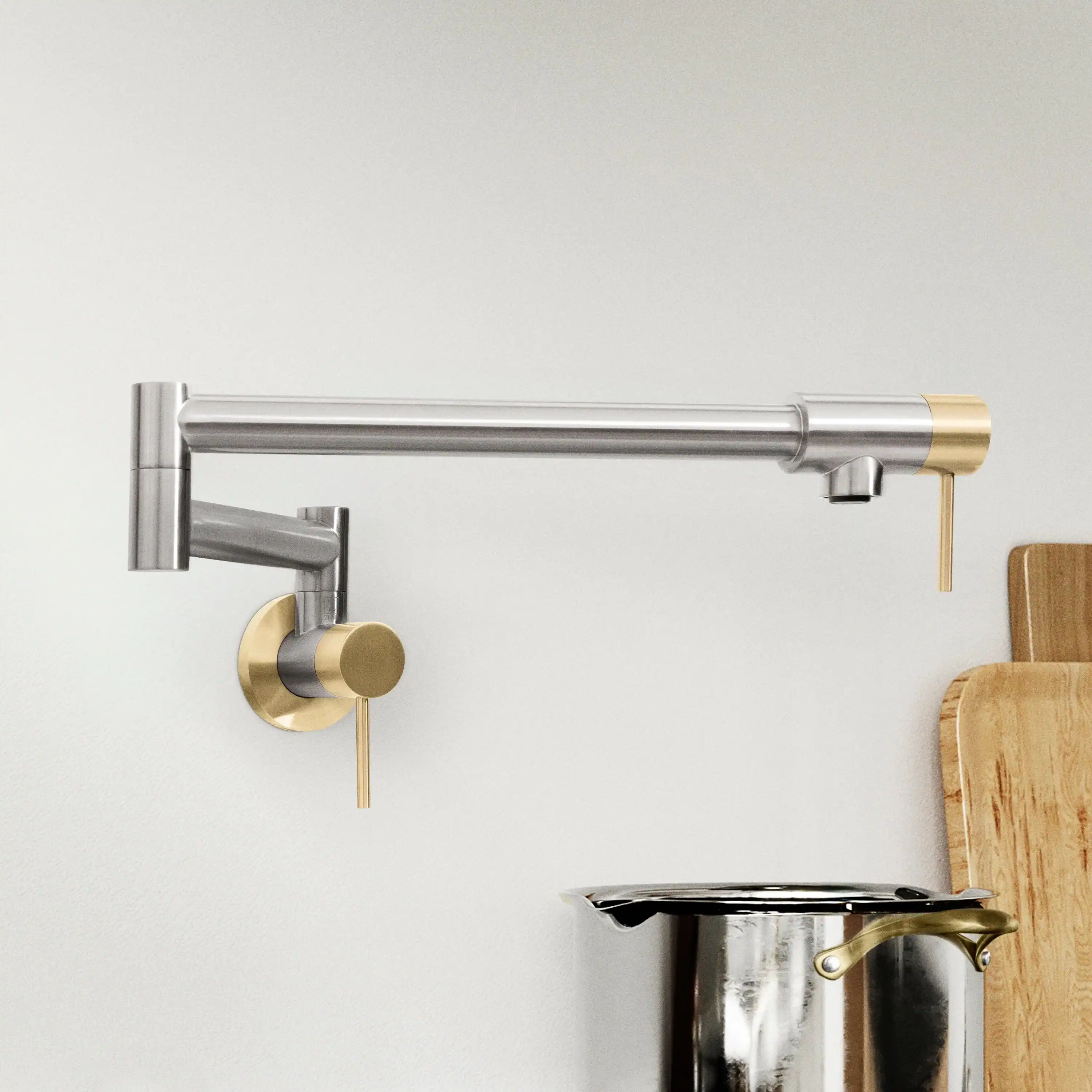 ZLINE Autograph Edition Gemini Pot Filler in Brushed Nickel and Champagne Bronze (GEM-FPF-ZBNCB) - Image 4
