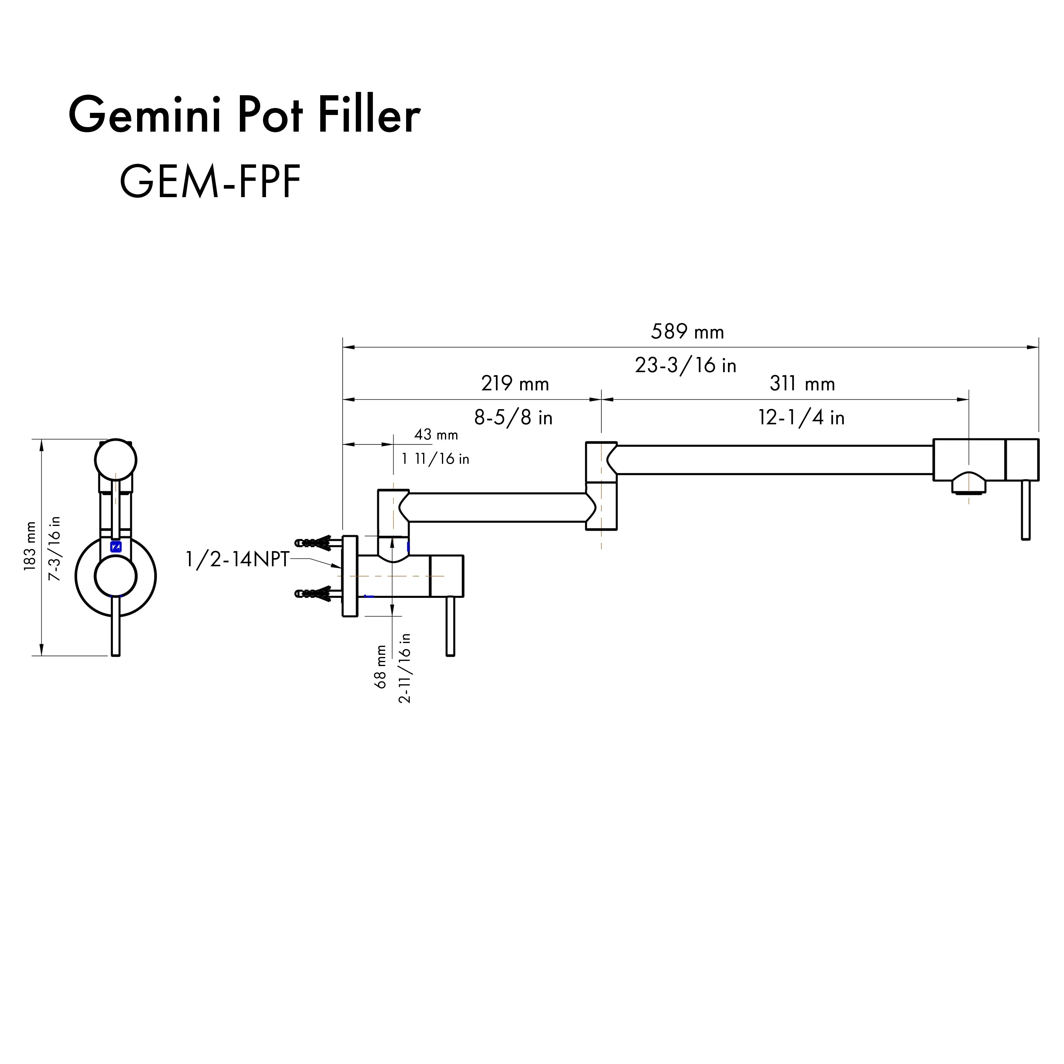 ZLINE Autograph Edition Gemini Pot Filler in Brushed Nickel and Champagne Bronze (GEM-FPF-ZBNCB) - Image 8