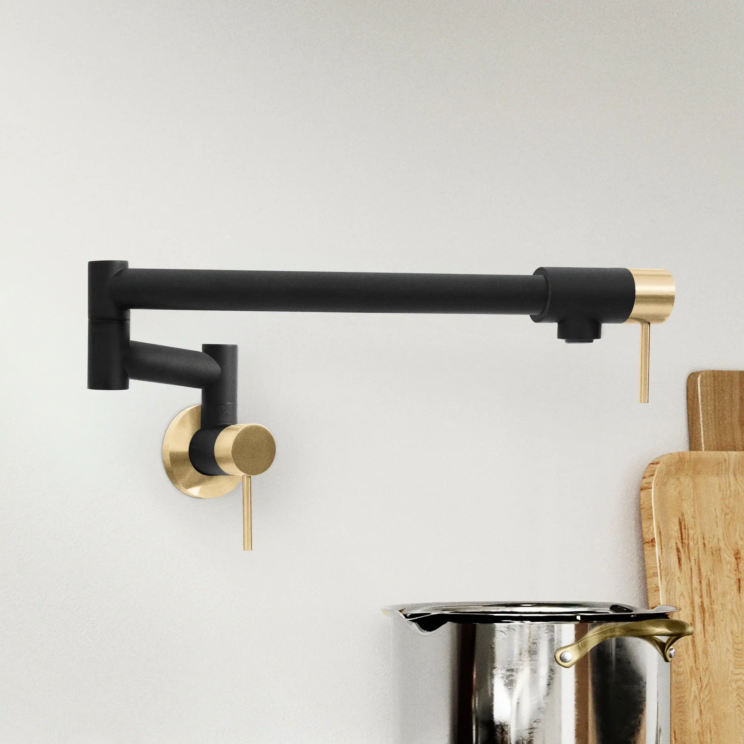 ZLINE Autograph Edition Gemini Pot Filler in Matte Black and Champagne Bronze (GEM-FPF-ZMBCB) - Image 3