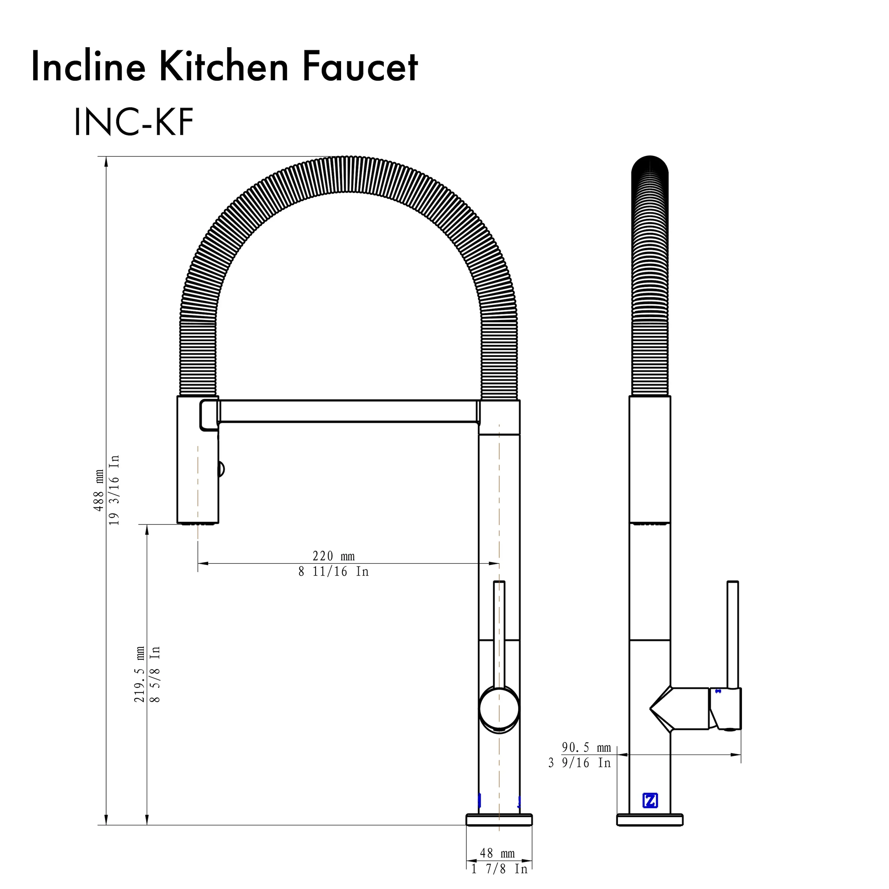 ZLINE Autograph Edition Incline Kitchen Faucet in Champagne Bronze (INC-KF-CB) - Image 2