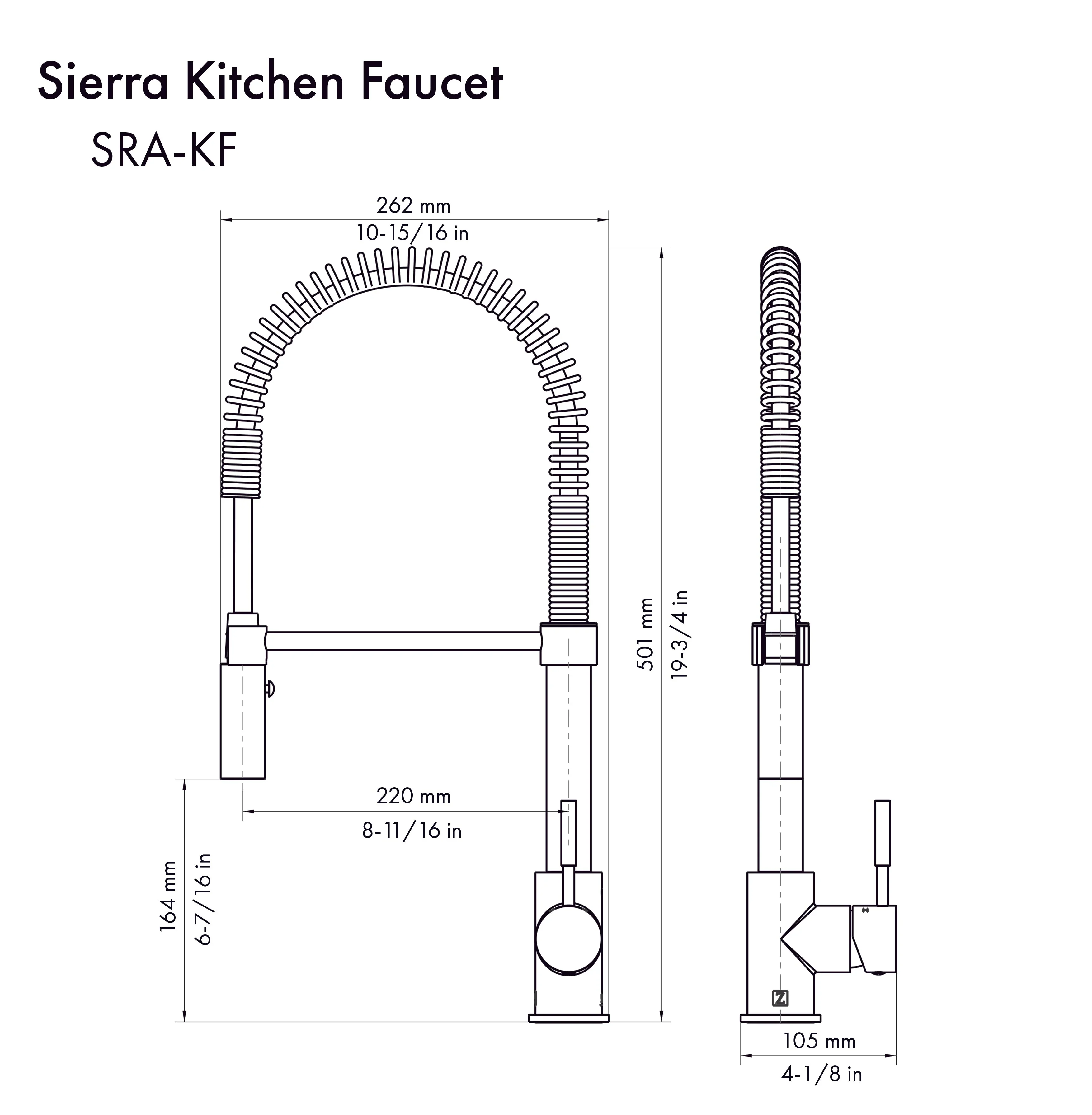ZLINE Autograph Edition Sierra Pull Down Spring Single Handle Kitchen Faucet in Brushed Nickel and Champagne Bronze (SRA-KF-ZBNCB) - Image 11