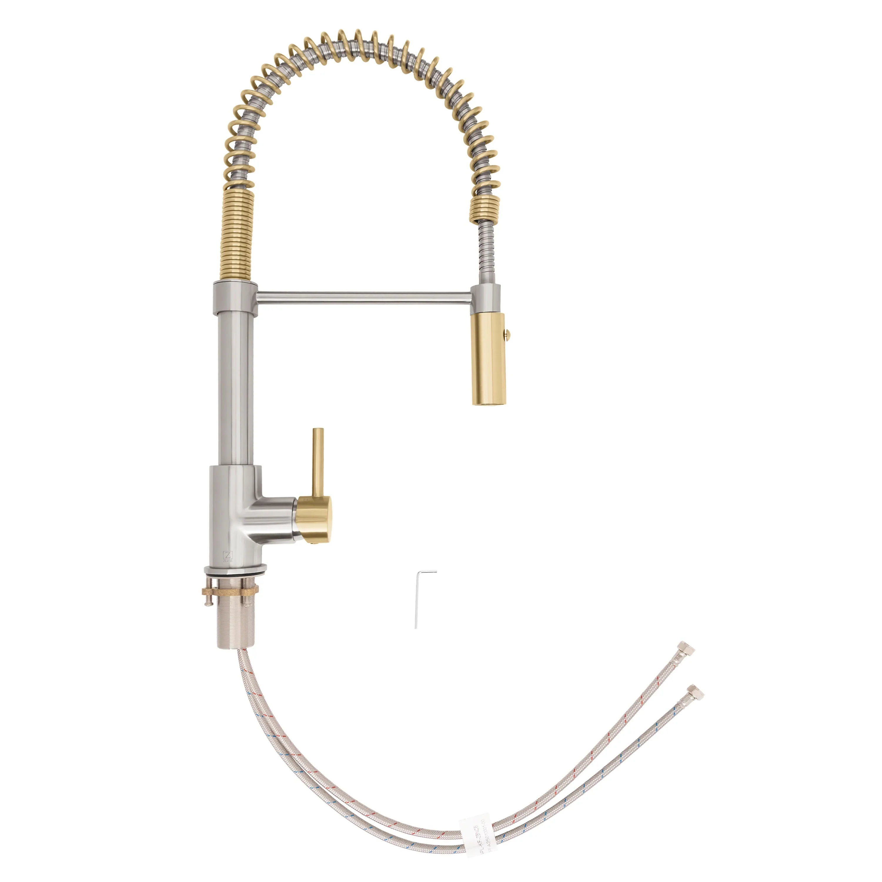 ZLINE Autograph Edition Sierra Pull Down Spring Single Handle Kitchen Faucet in Brushed Nickel and Champagne Bronze (SRA-KF-ZBNCB) - Image 5