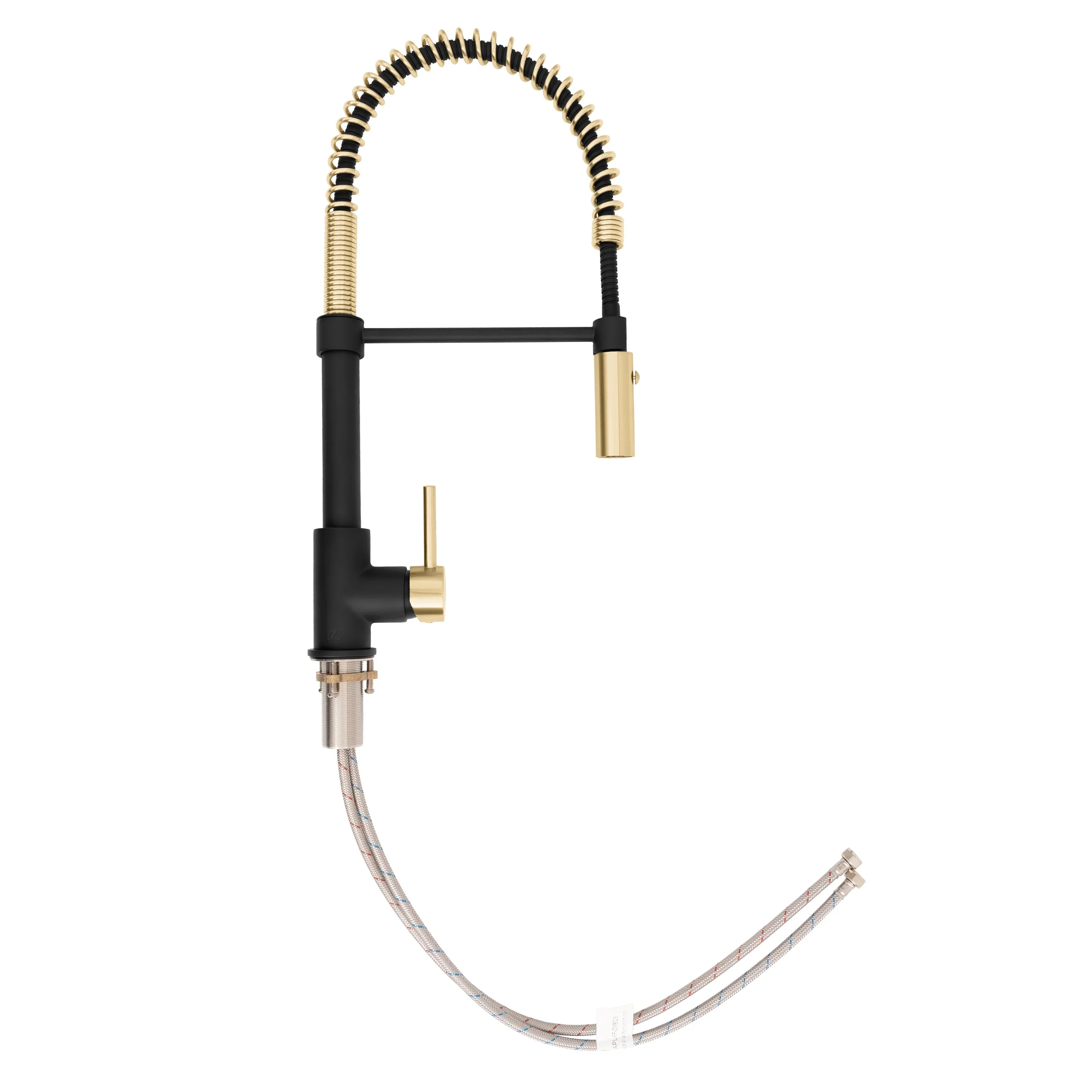 ZLINE Autograph Edition Sierra Pull Down Spring Single Handle Kitchen Faucet in Matte Black and Champagne Bronze (SRA-KF-ZMBCB) - Image 4