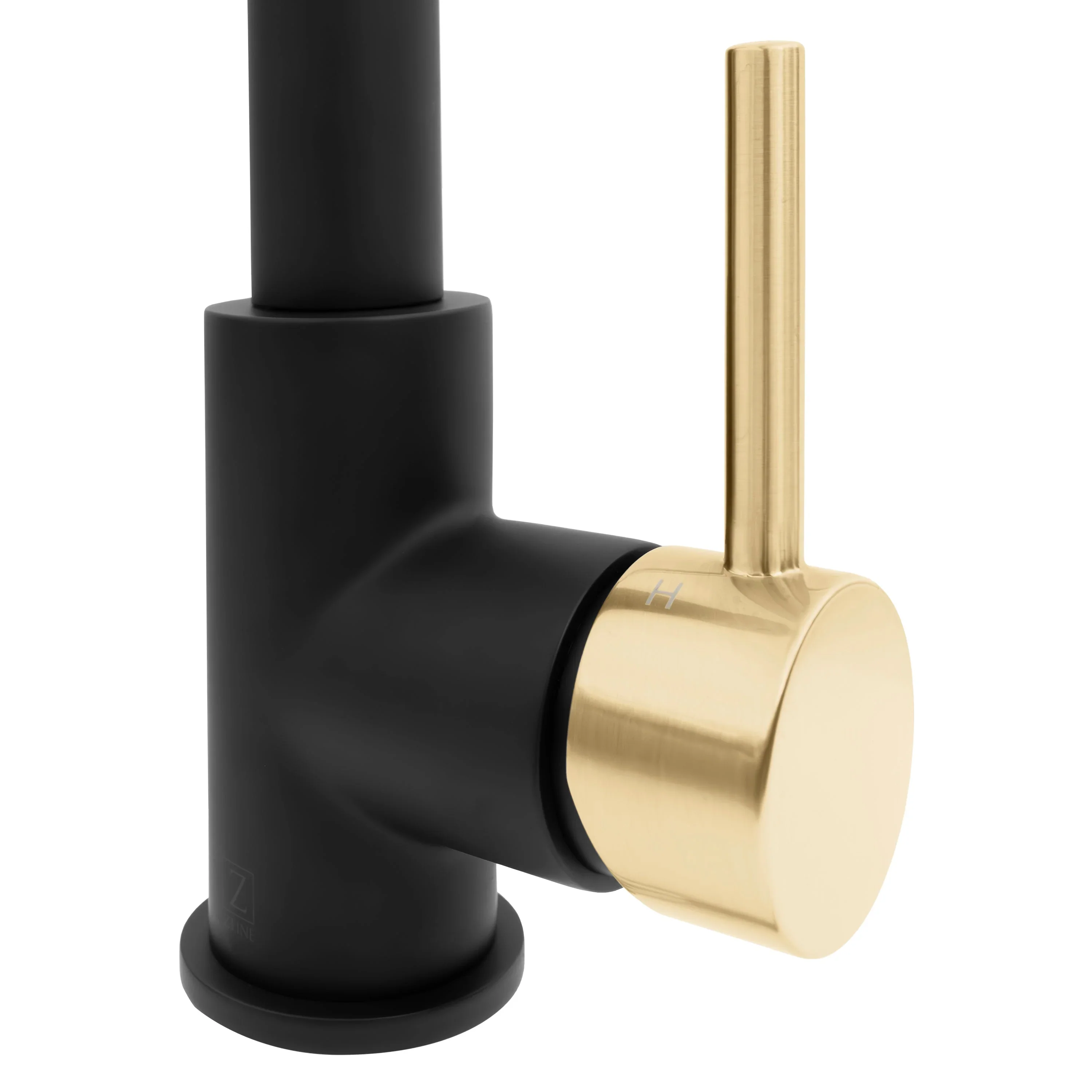 ZLINE Autograph Edition Sierra Pull Down Spring Single Handle Kitchen Faucet in Matte Black and Champagne Bronze (SRA-KF-ZMBCB) - Image 6
