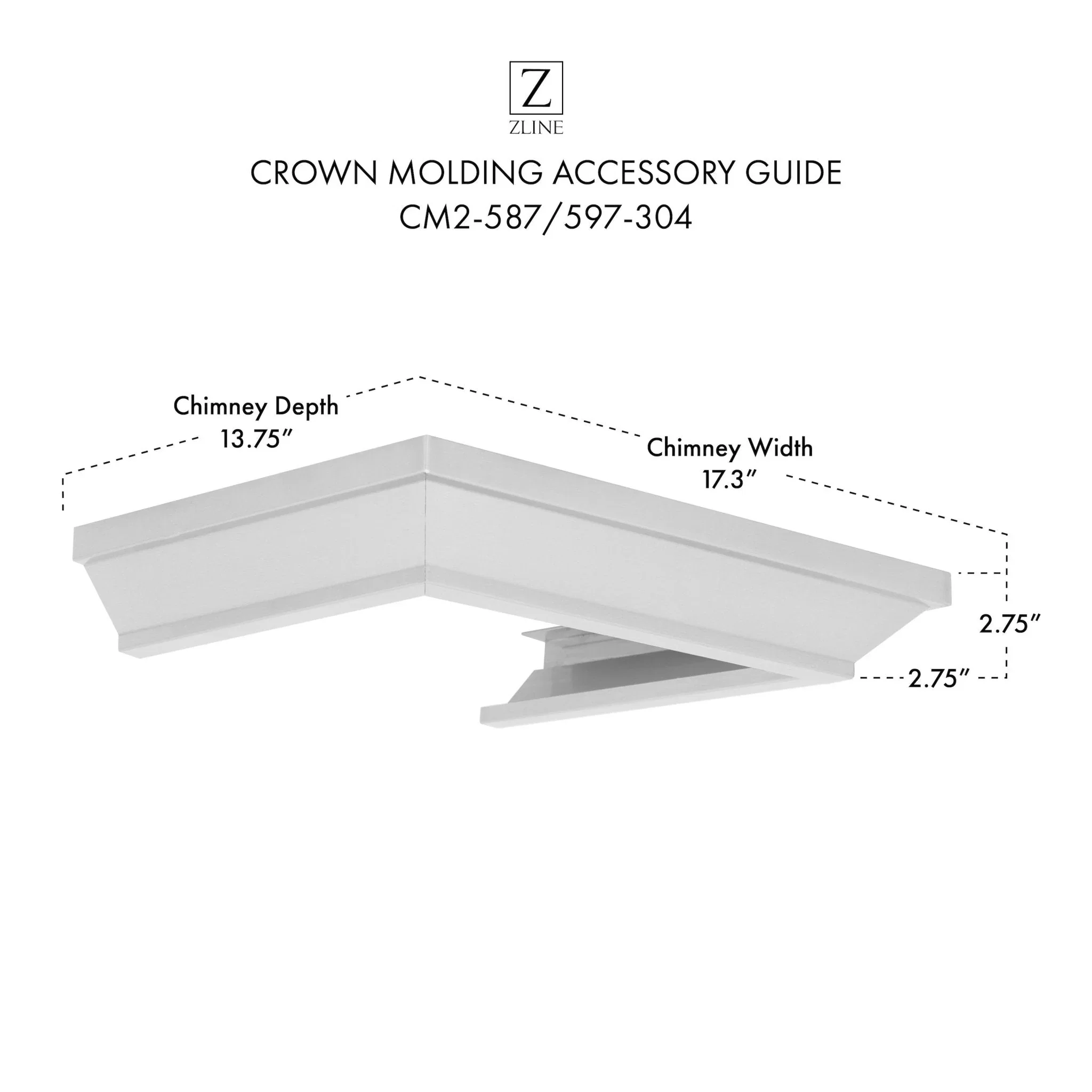 ZLINE Crown Molding Profile 2 for Wall Mount Range Hood in Stainless Steel (CM2-587/597-304) - Image 2