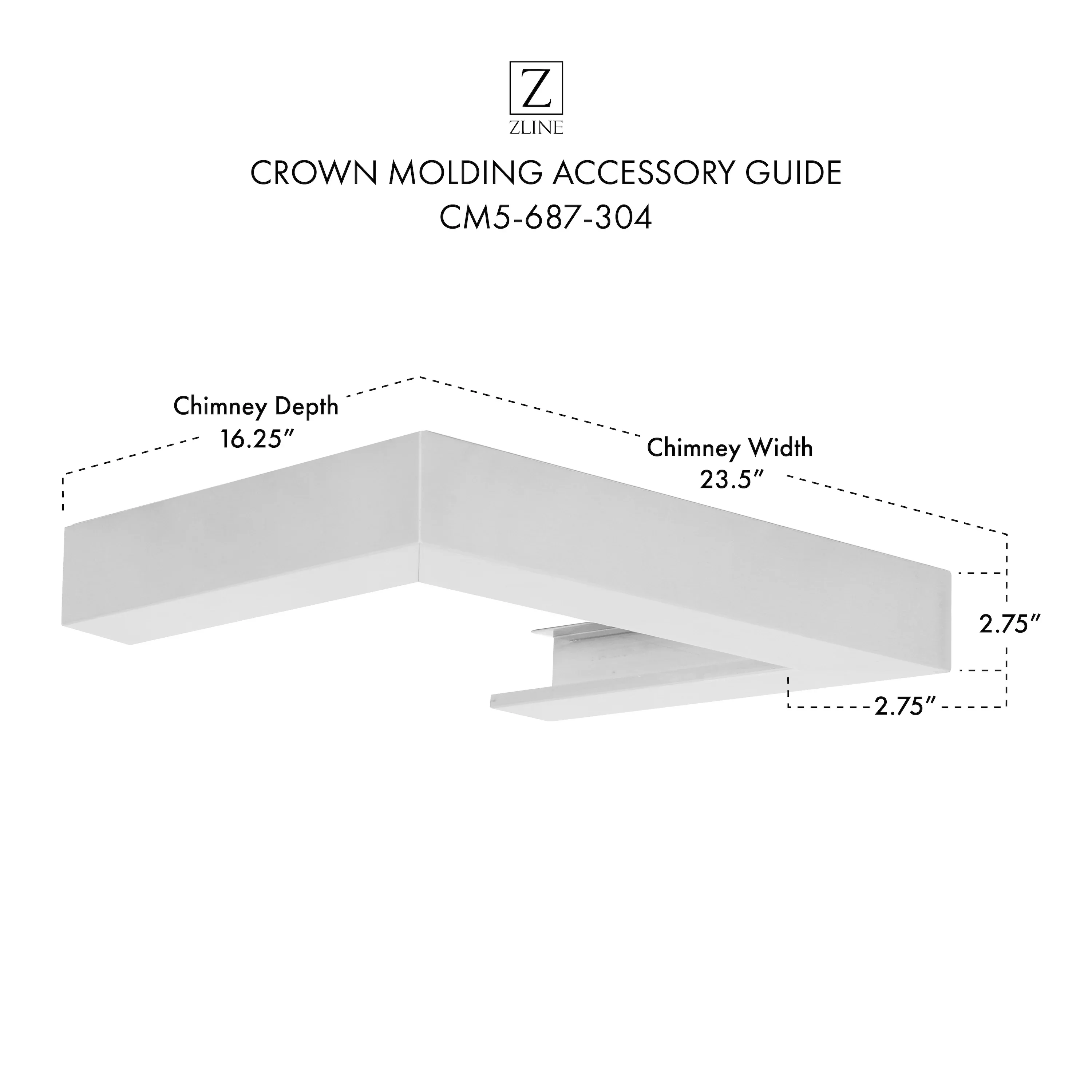 ZLINE Crown Molding Profile 5 for Wall Mount Range Hood in Stainless Steel (CM5-687-304) - Image 7