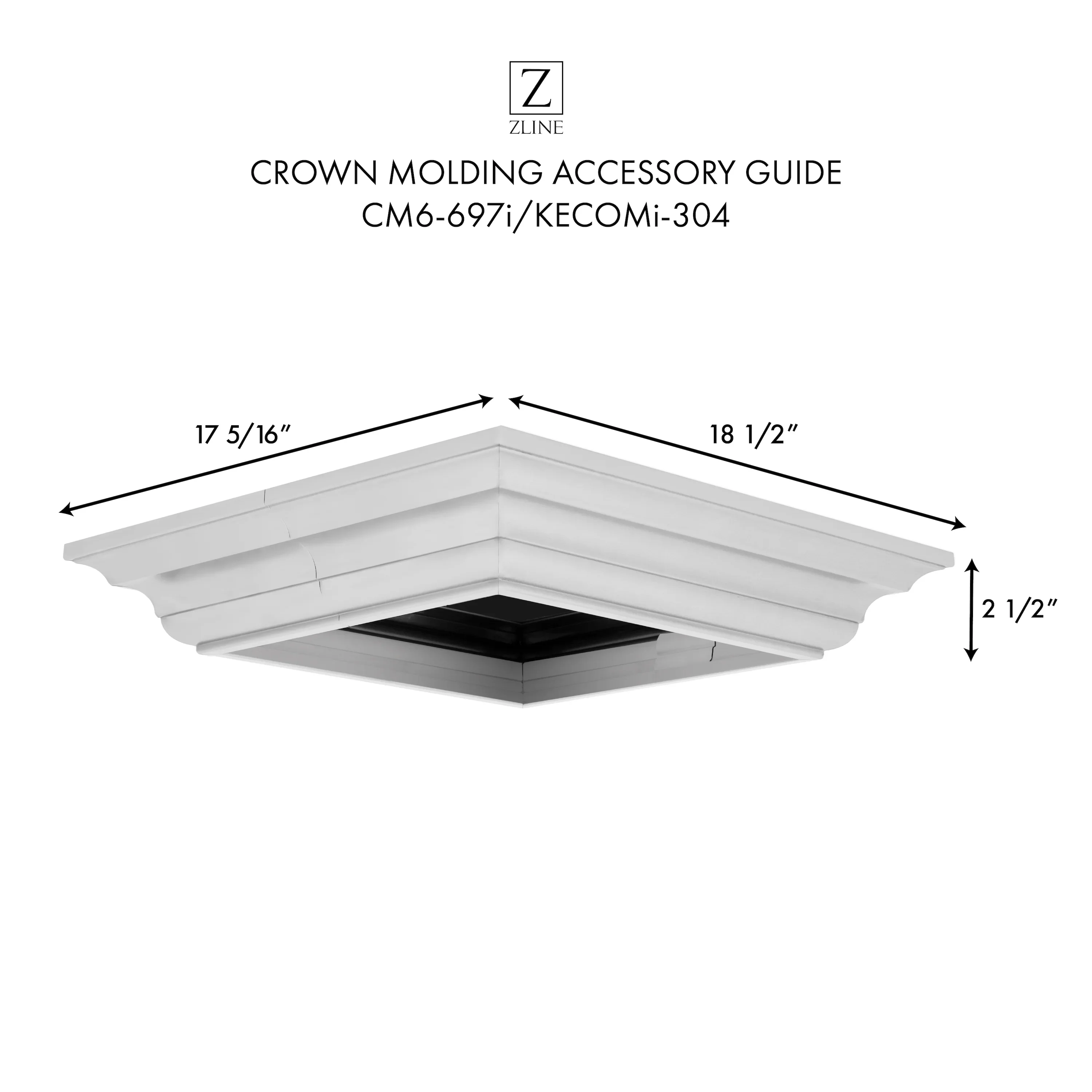 ZLINE Crown Molding Profile 6 for Island Mount Range Hood in Stainless Steel (CM6-697i/KECOMi-304) - Image 2