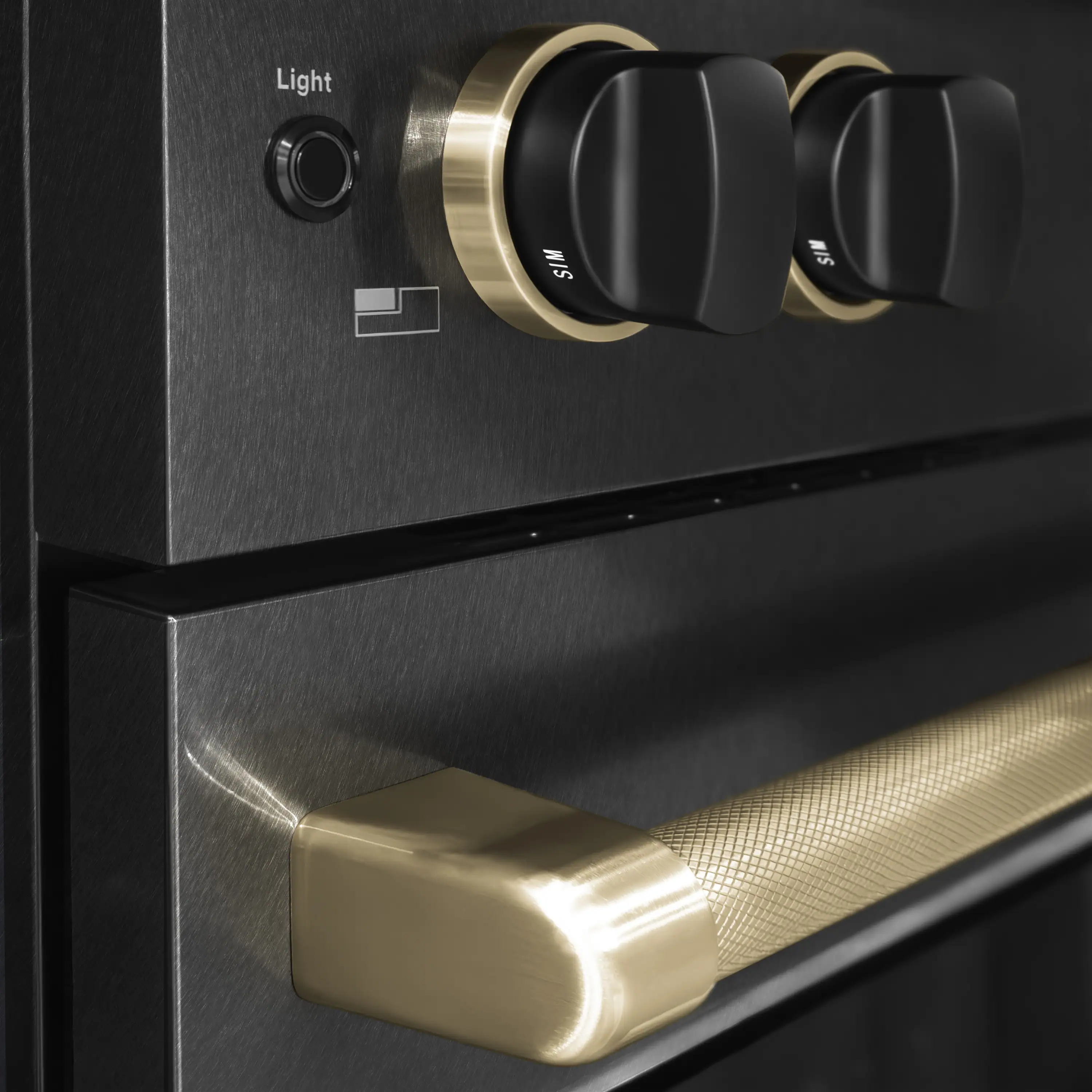ZLINE Designer 30-Inch 4.2 Cu. Ft. Dual Fuel Range with 4 Burner DuoPro Cooktop in Black Satin with Black and Champagne Bronze Handle (PSDRBSZ-30-MBCB) - Image 11