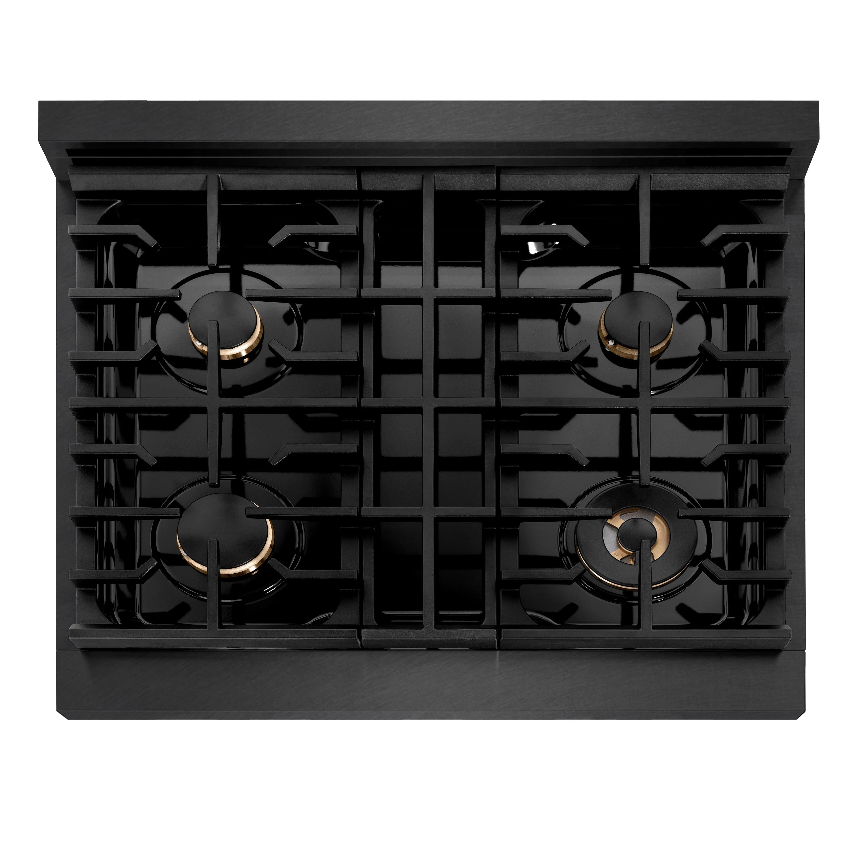 ZLINE Designer 30-Inch 4.2 Cu. Ft. Paramount Gas Range with 4 Burner Cooktop in Black Satin with Black and Champagne Bronze Helix Handle (SGRBSZ-30-MBCB) - Image 5