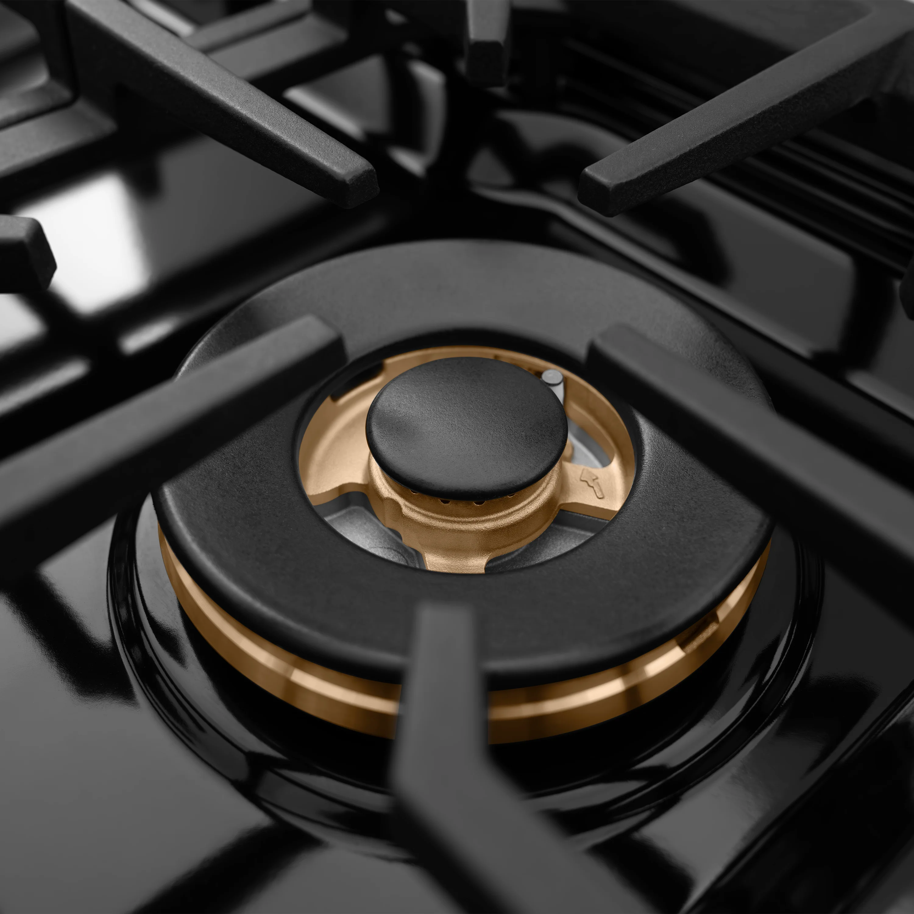 ZLINE Designer 30-Inch 4.2 Cu. Ft. Paramount Gas Range with 4 Burner Cooktop in Black Satin with Black and Champagne Bronze Helix Handle (SGRBSZ-30-MBCB) - Image 6